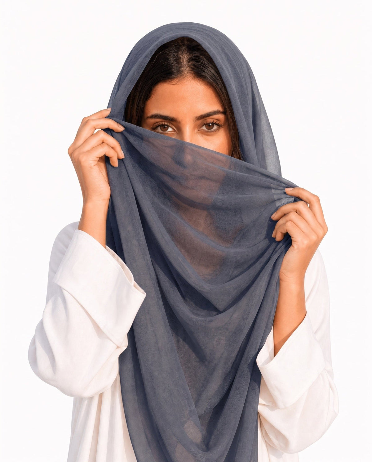 VOILE SCARF NAVY GREY - HAALINC. - MIRA Y MANO