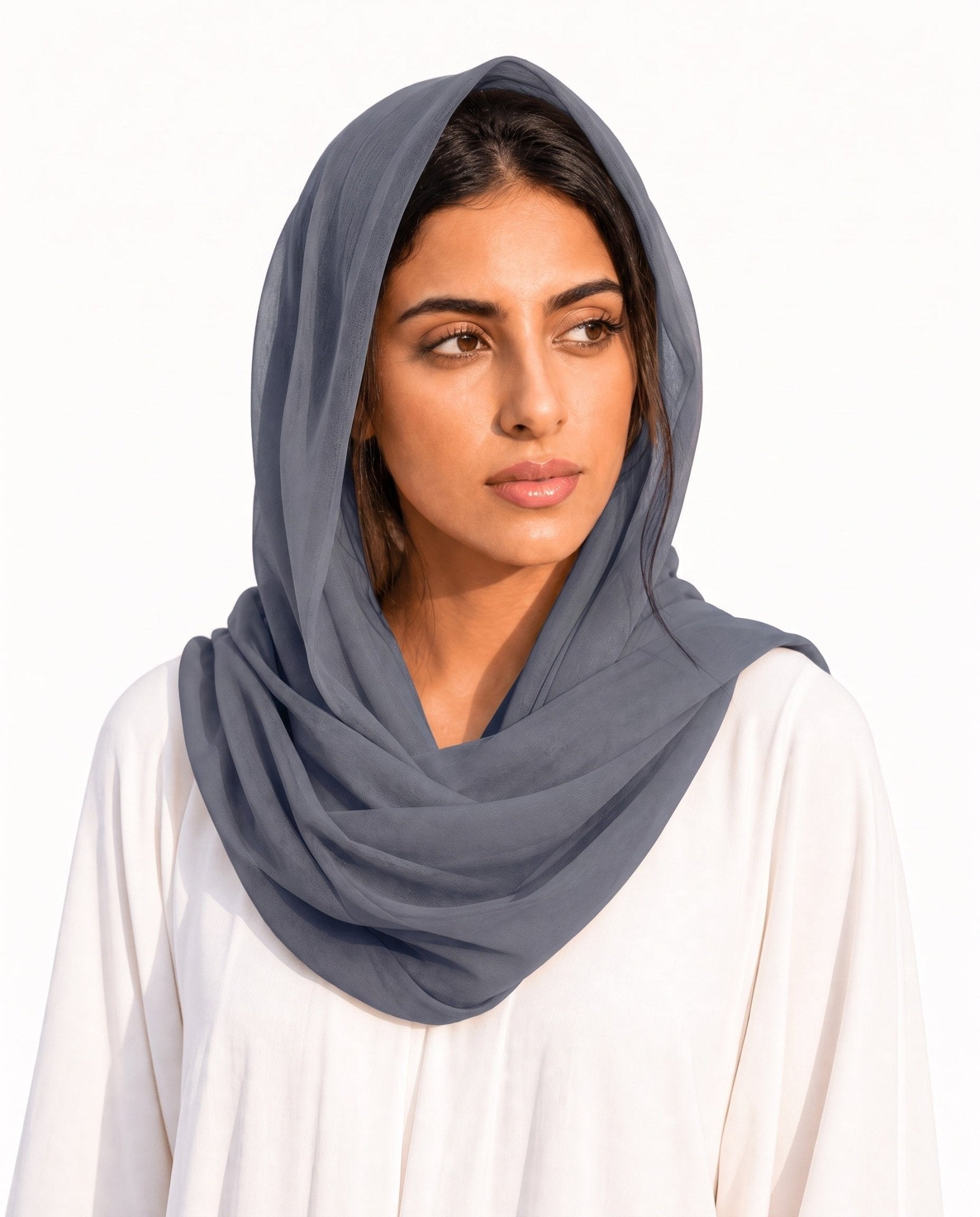 VOILE SCARF NAVY GREY - HAALINC. - MIRA Y MANO