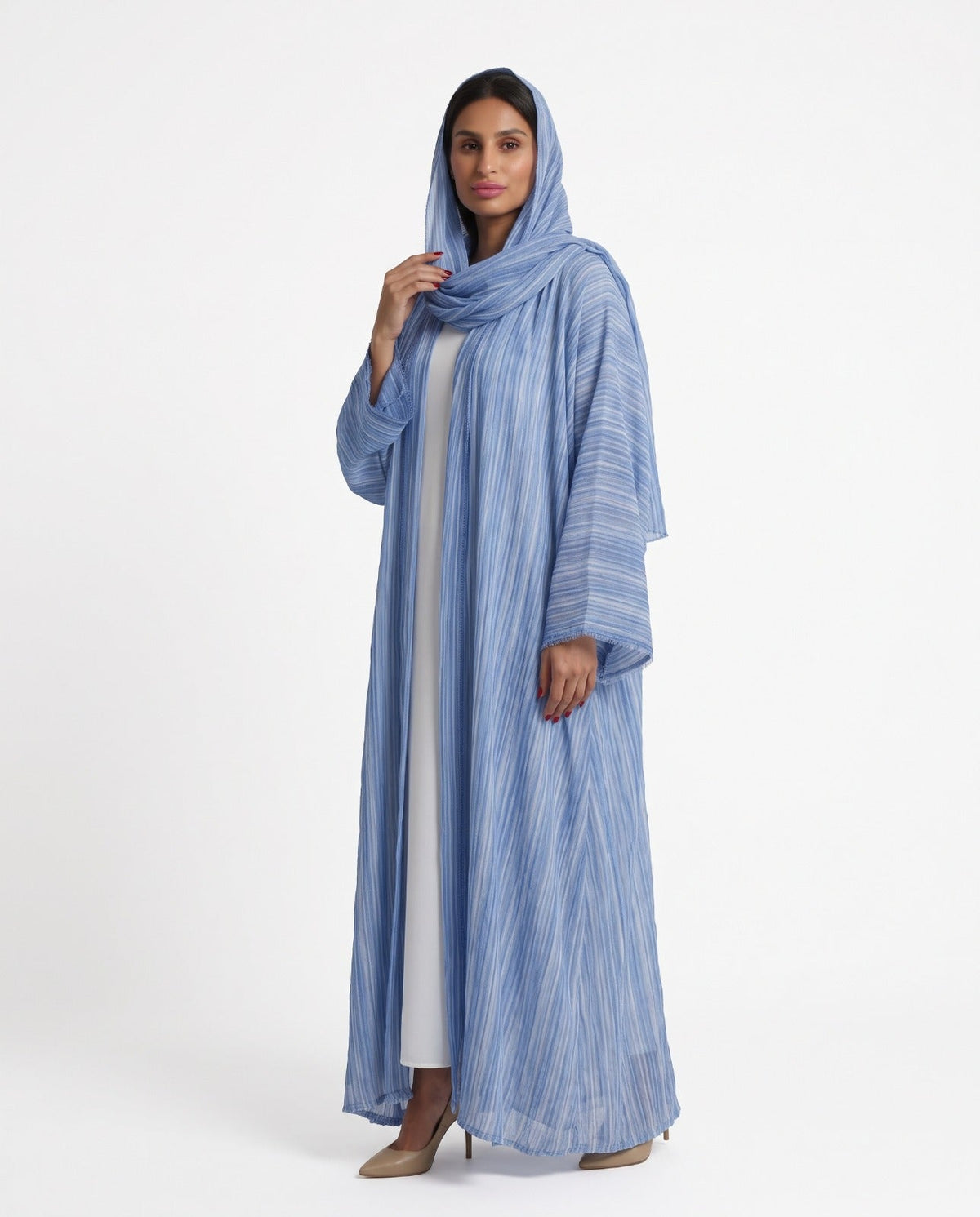 FB 003 - Light Blue Chiffon Abaya - MIRA Y MANO
