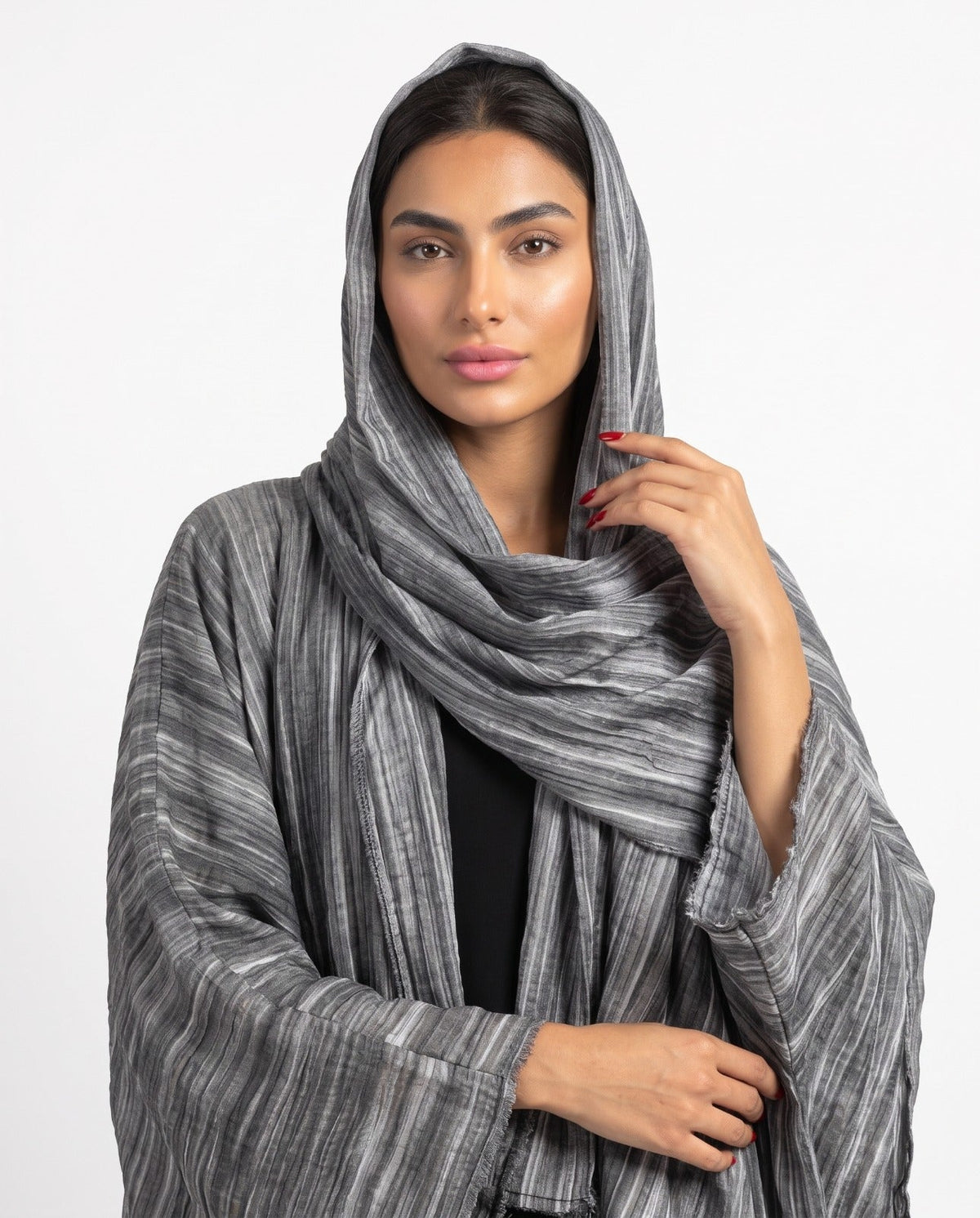 FB 005 - Dark Gray Chiffon Abaya - MIRA Y MANO