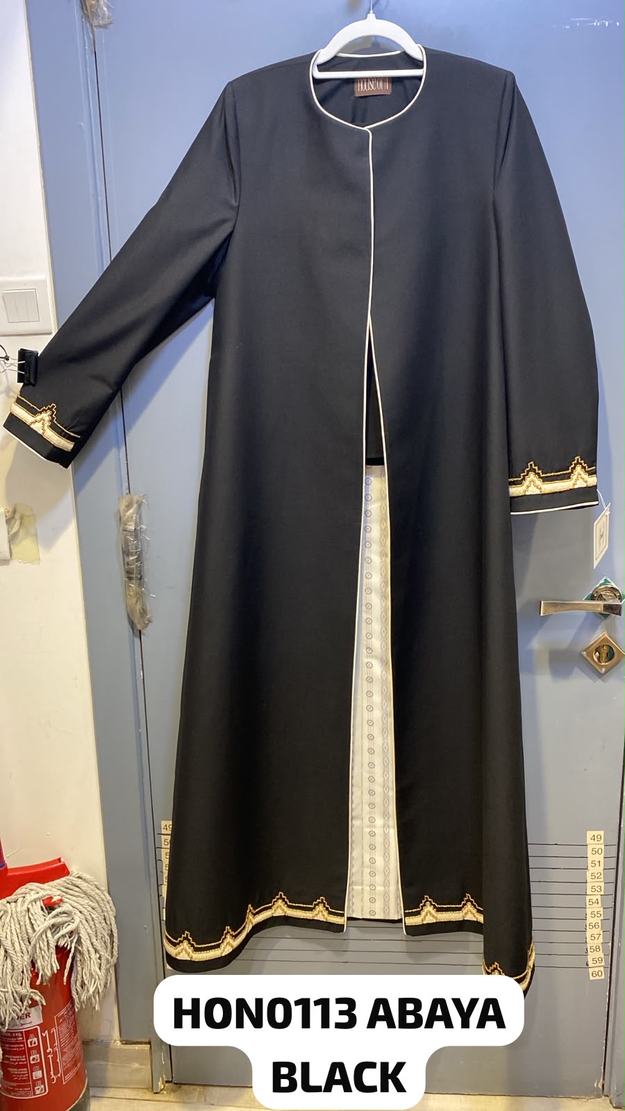 HON0113 - Black Cotton Mix Abaya - MIRA Y MANO