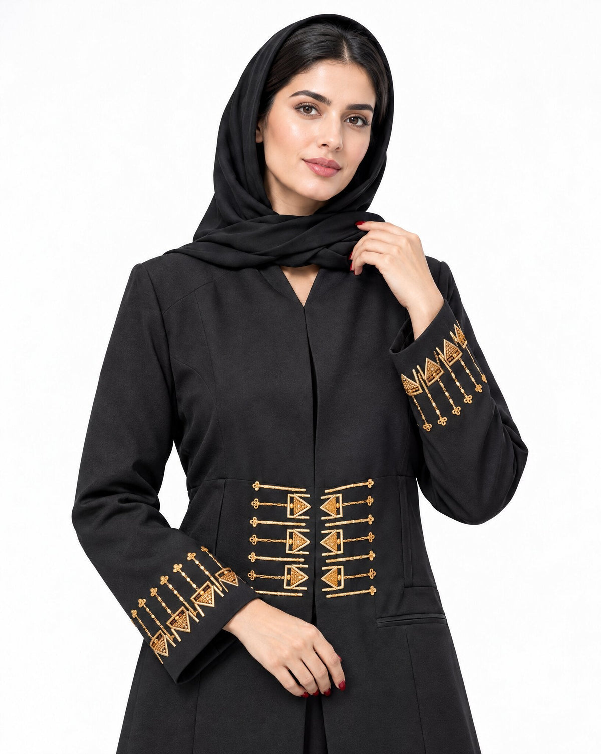 HON0115 - Black Cotton Mix Abaya - MIRA Y MANO