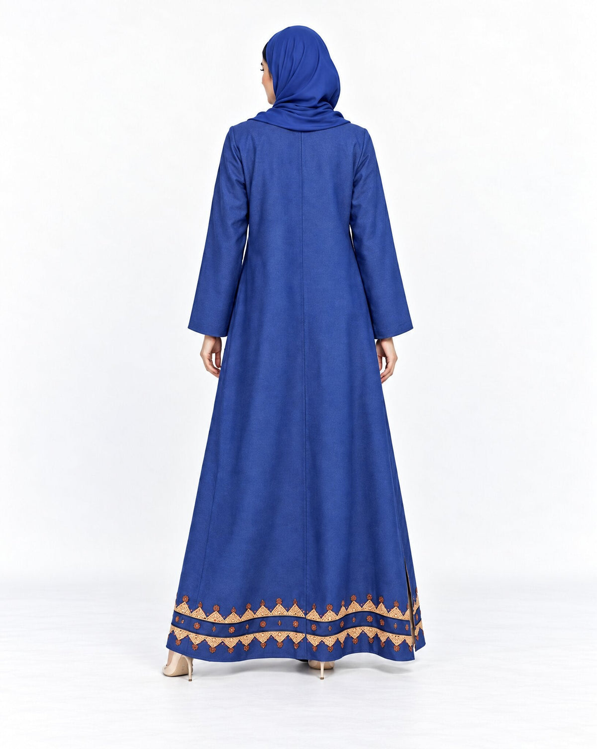 HON0116 - Royal Blue Cotton Mix Abaya - MIRA Y MANO