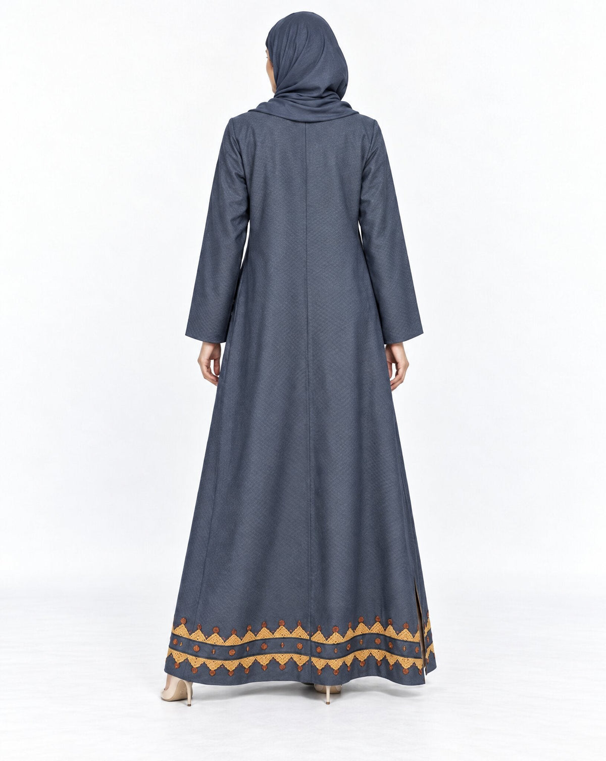 HON0122 - Gray Cotton Mix Abaya - MIRA Y MANO