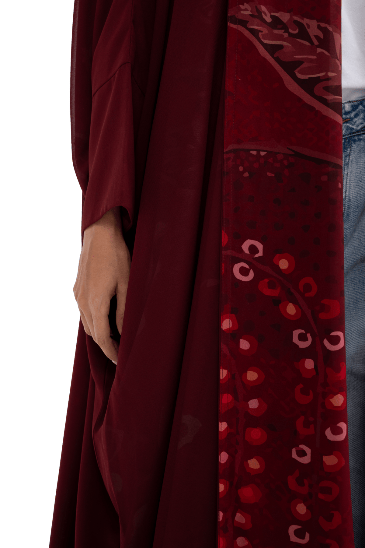 Red Double – Maroon Printed Chiffon Abaya – Product image 4