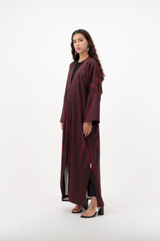 THE CURVE MAROON ABAYA - ILLI - MIRA Y MANO