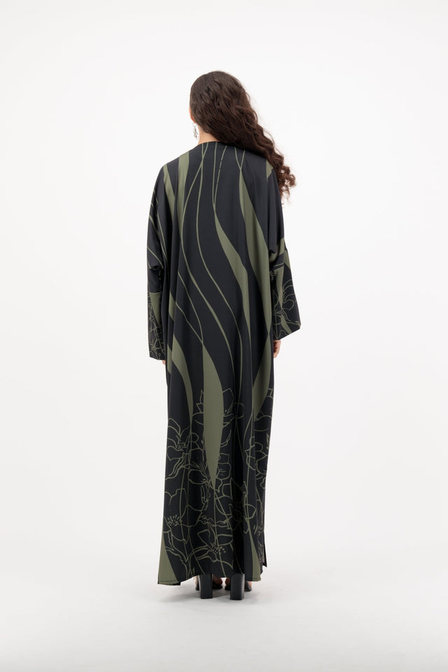 THE CURVE OLIVE ABAYA - ILLI - MIRA Y MANO