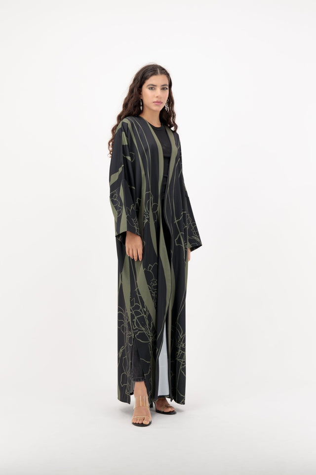 THE CURVE OLIVE ABAYA - ILLI - MIRA Y MANO