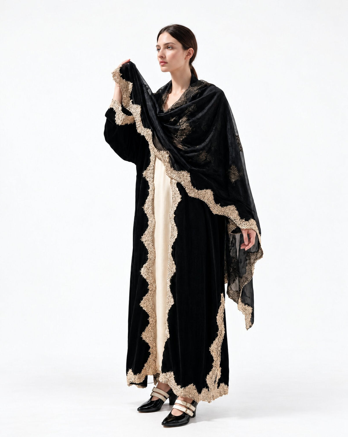 IZ02 VICTORIAN BLACK KAFTAN SET - MIRA Y MANO