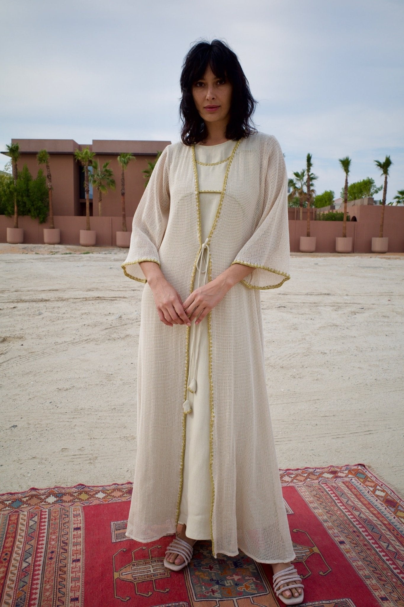 S151CHECK ABAYA SET - JAMELOO - MIRA Y MANO