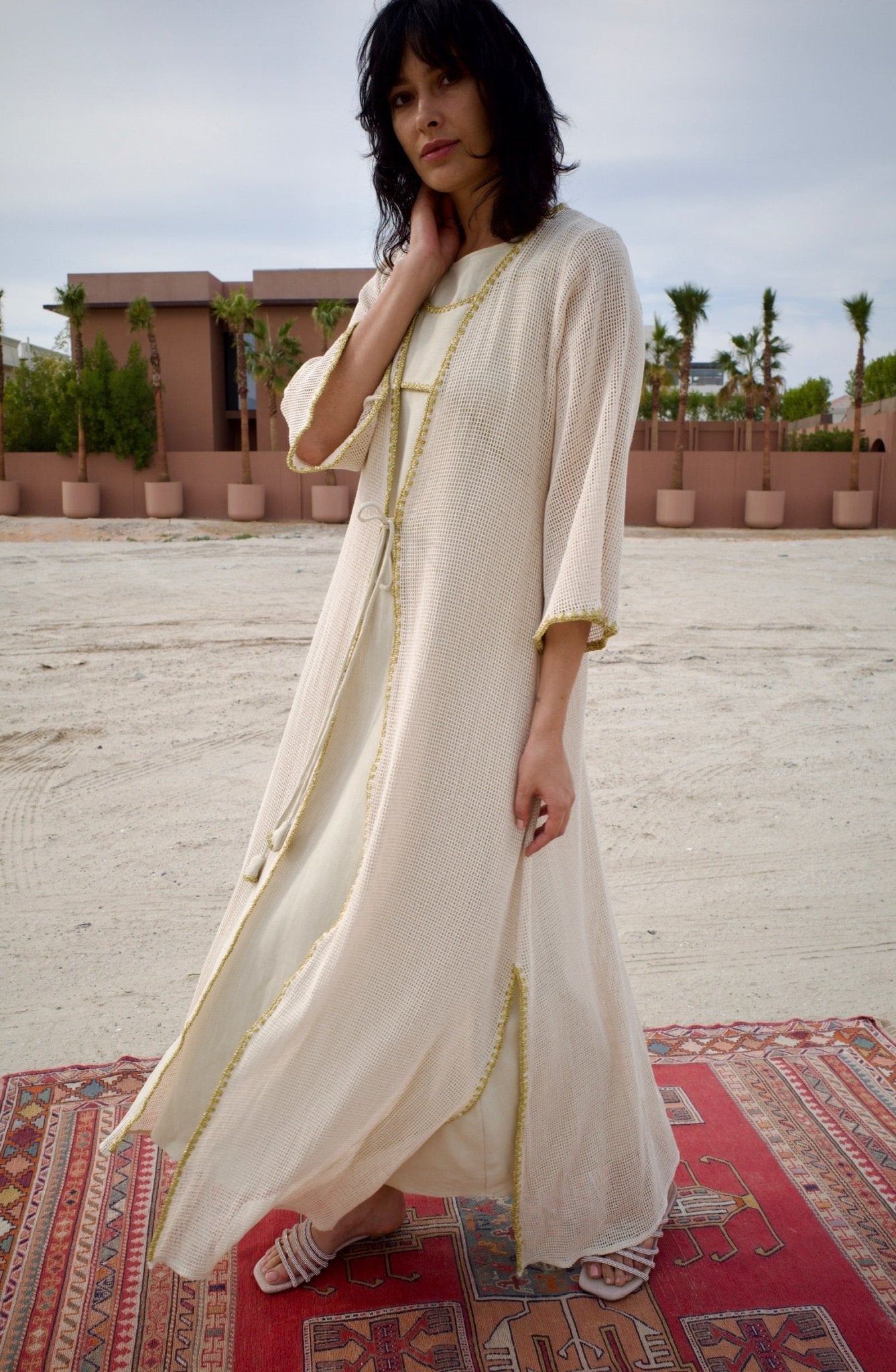 S151CHECK ABAYA SET - JAMELOO - MIRA Y MANO