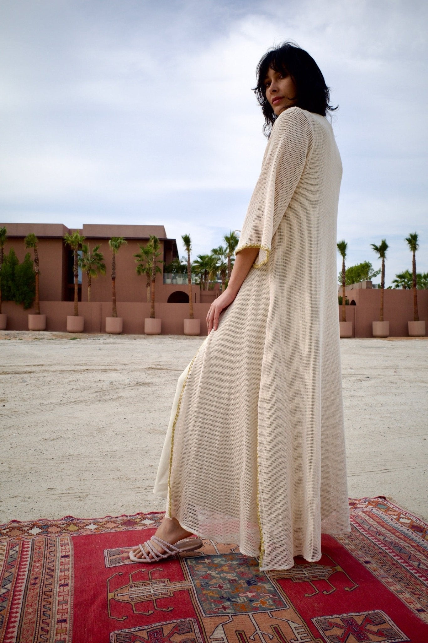 S151CHECK ABAYA SET - JAMELOO - MIRA Y MANO