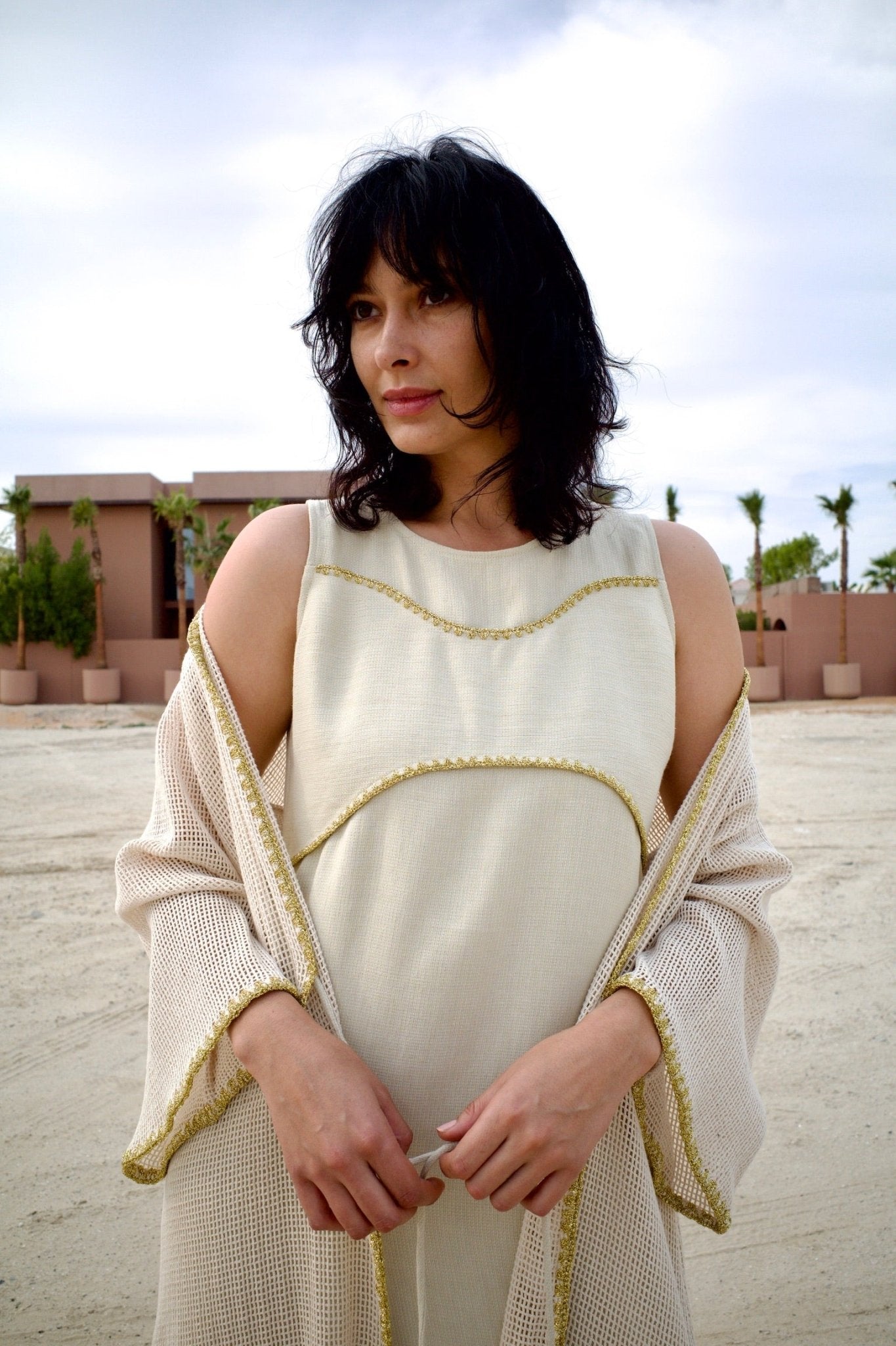 S151CHECK ABAYA SET - JAMELOO - MIRA Y MANO