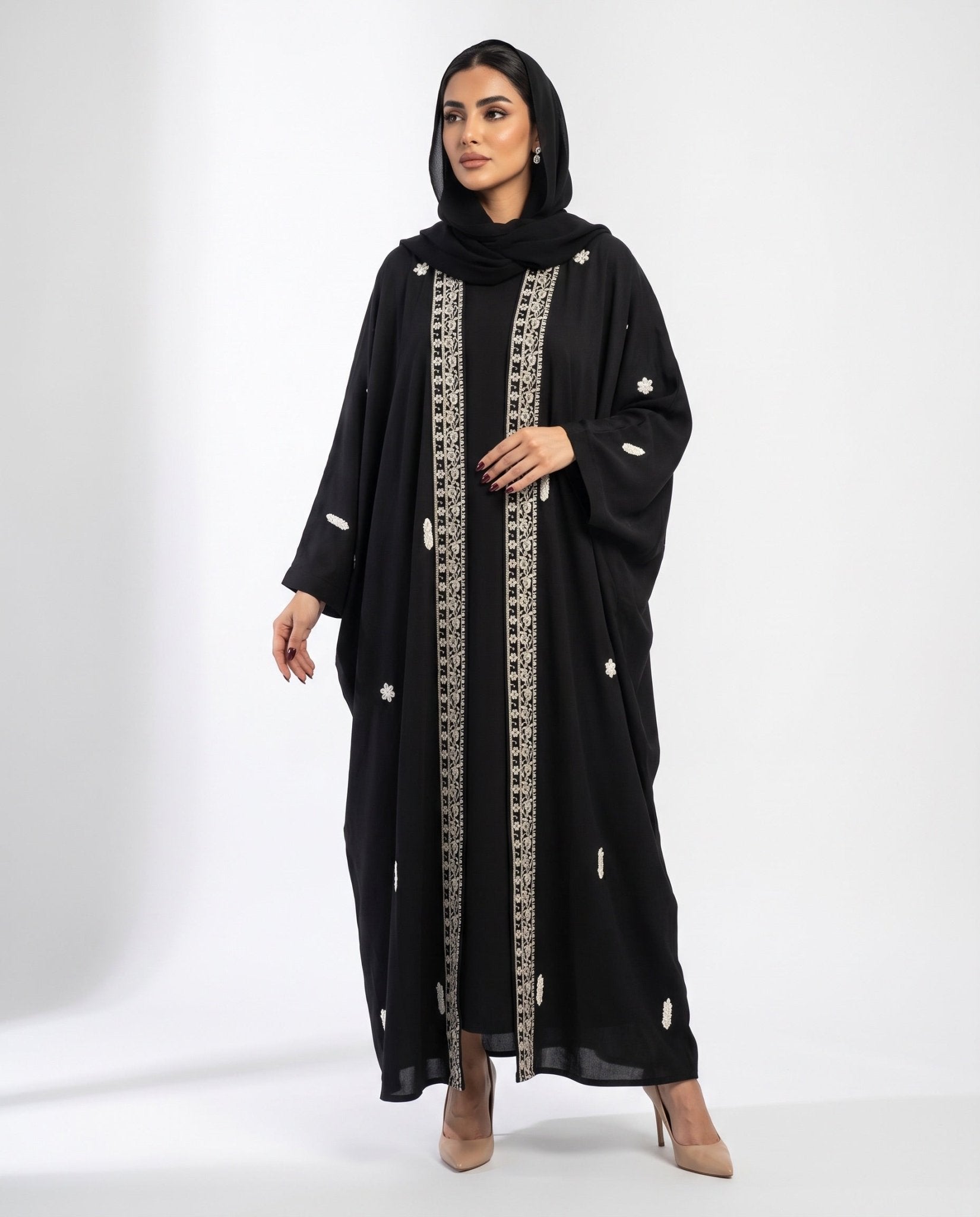 M0858 – Black Washed Silk Abaya - KERTA COLLECTION - MIRA Y MANO