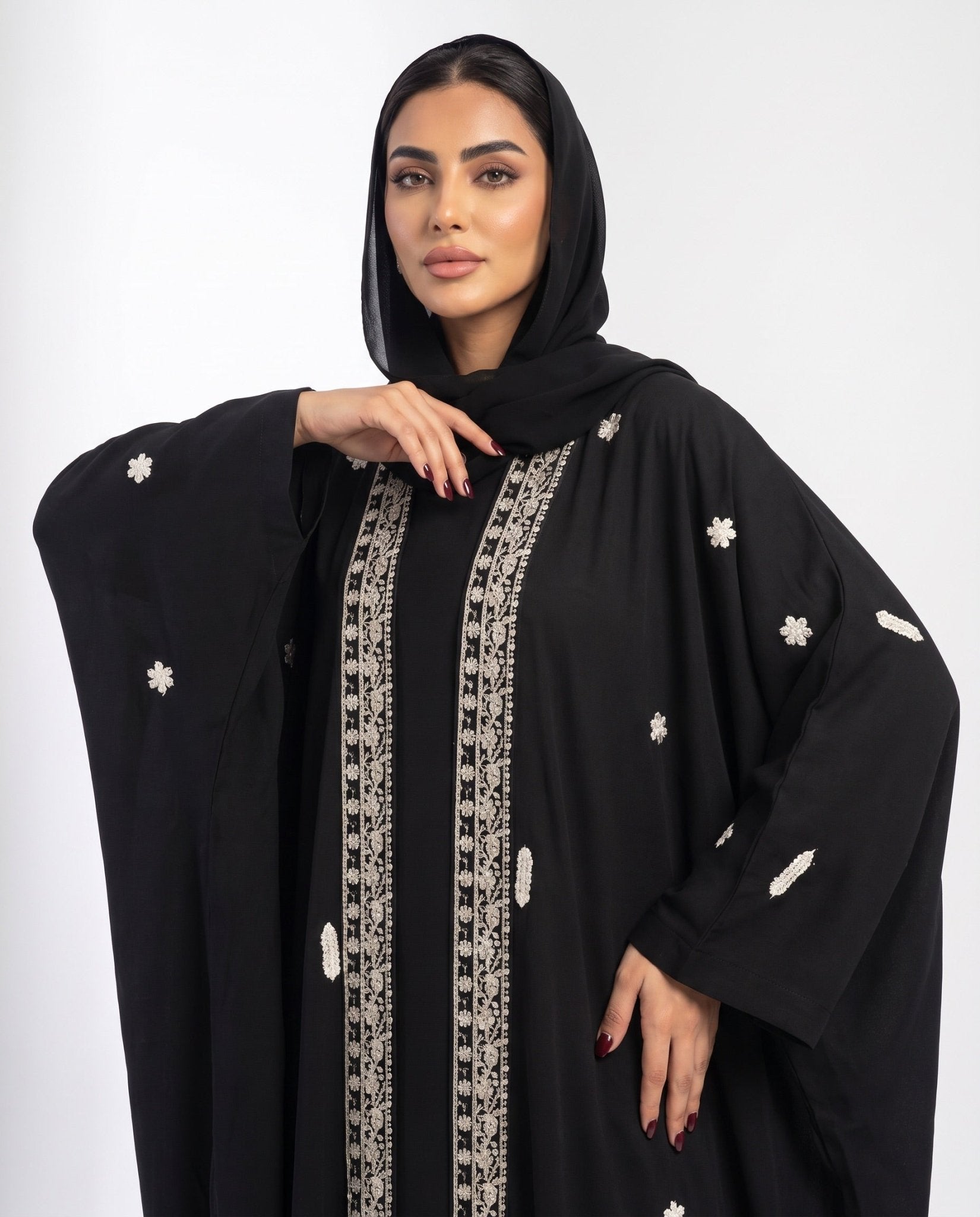 M0858 – Black Washed Silk Abaya - KERTA COLLECTION - MIRA Y MANO