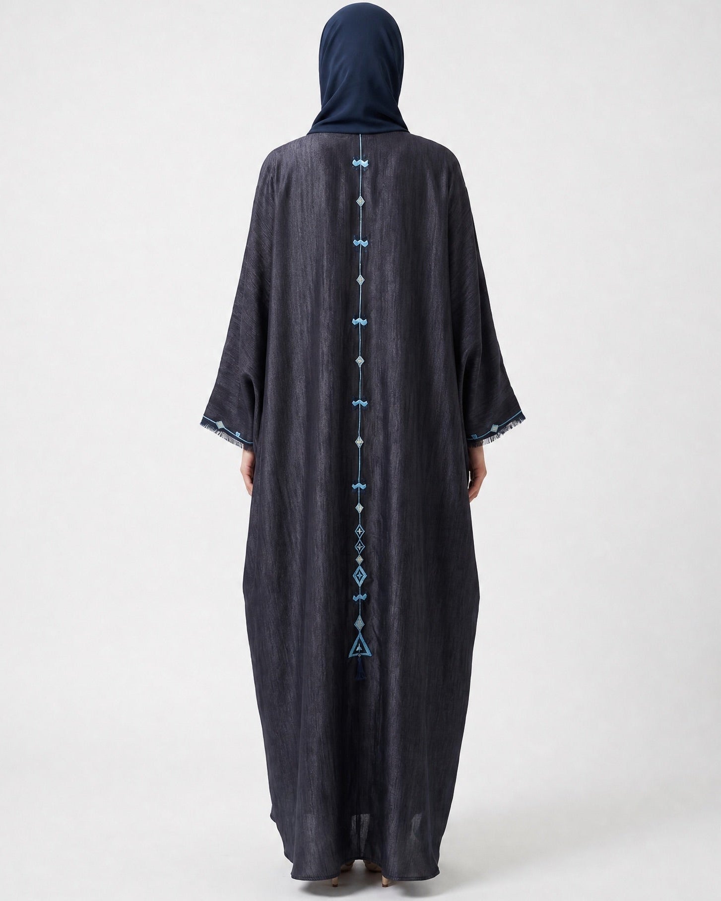M0859 – Midnight Blue Silk Abaya - KERTA COLLECTION - MIRA Y MANO