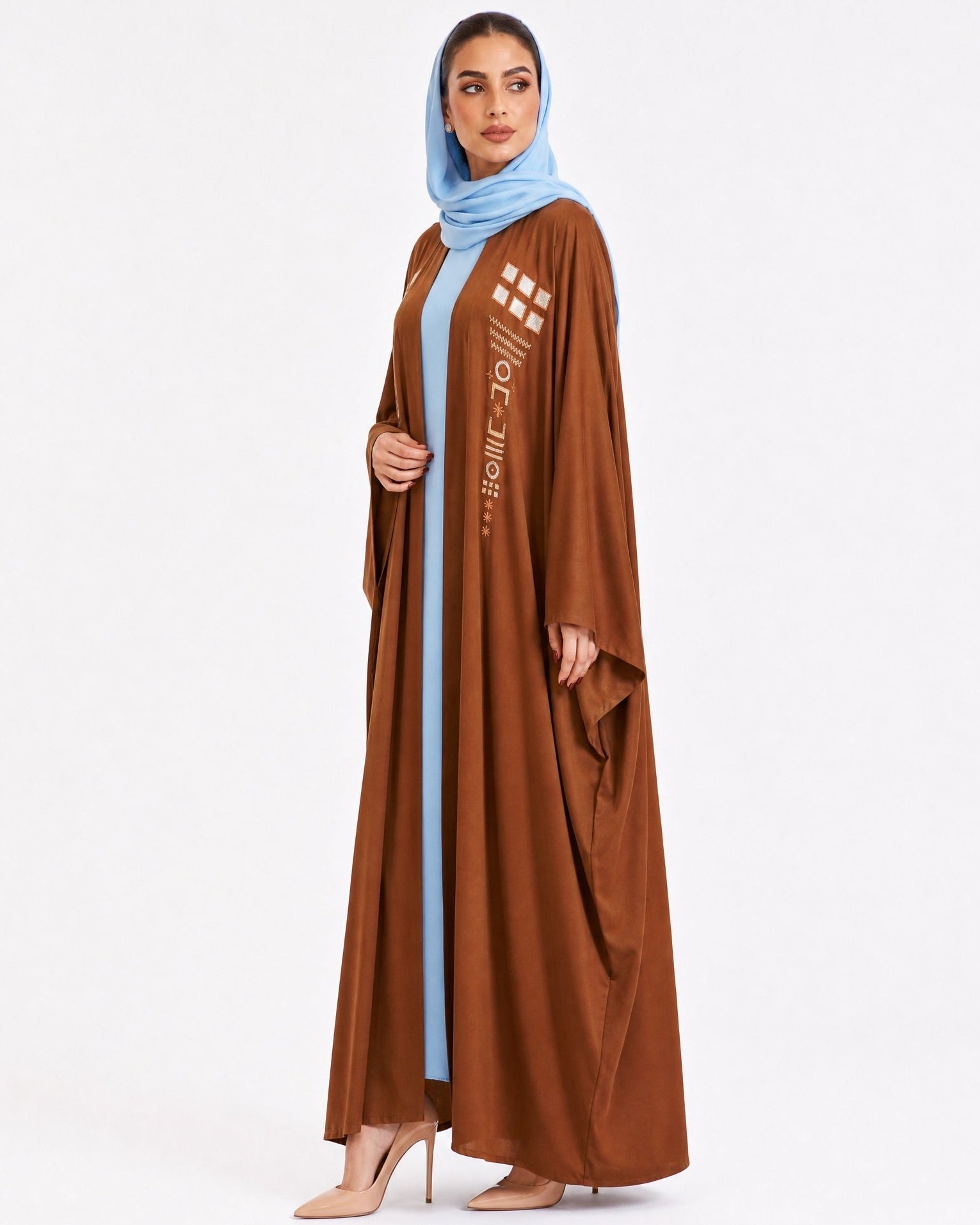 M0860 – Brown Washed Silk Abaya - KERTA COLLECTION - MIRA Y MANO