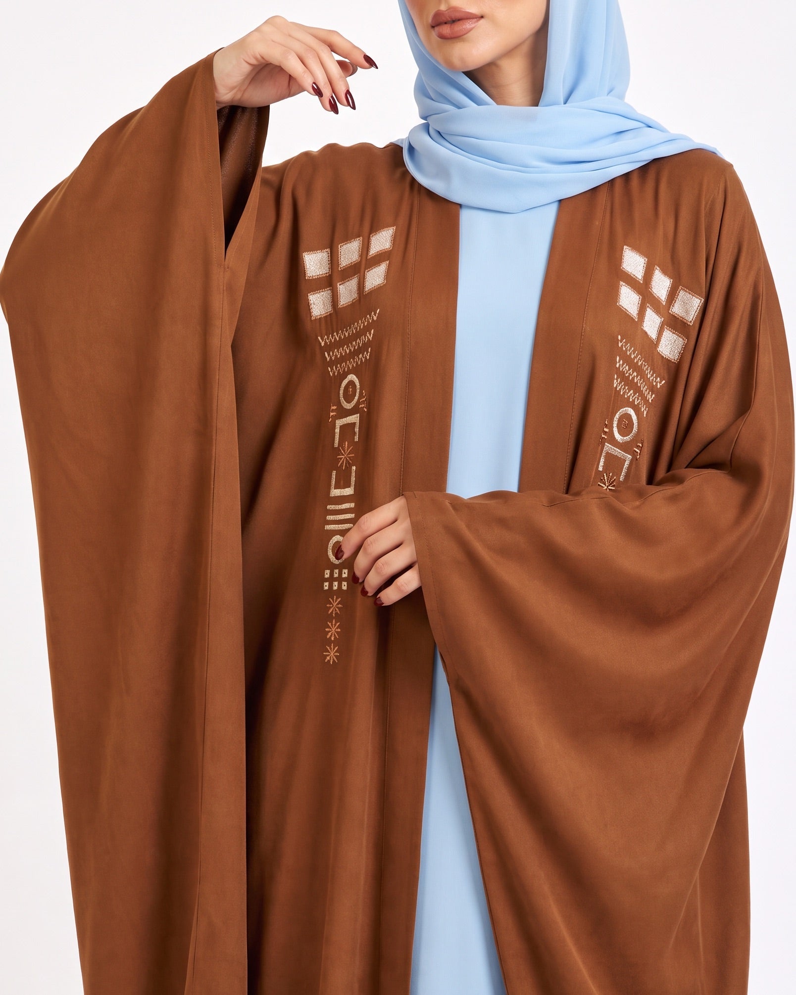 M0860 – Brown Washed Silk Abaya - KERTA COLLECTION - MIRA Y MANO