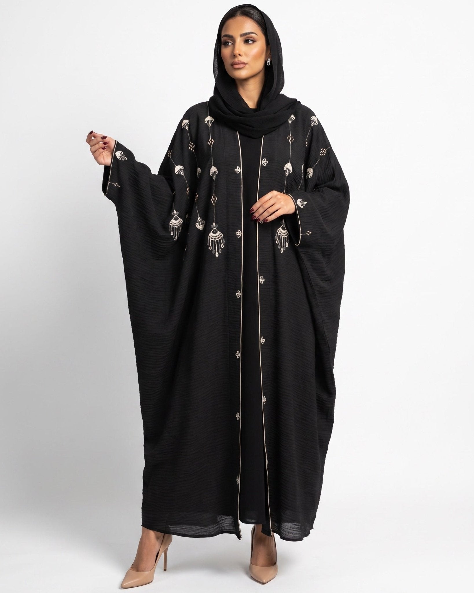 M0870 – Black Linen Abaya - KERTA COLLECTION - MIRA Y MANO