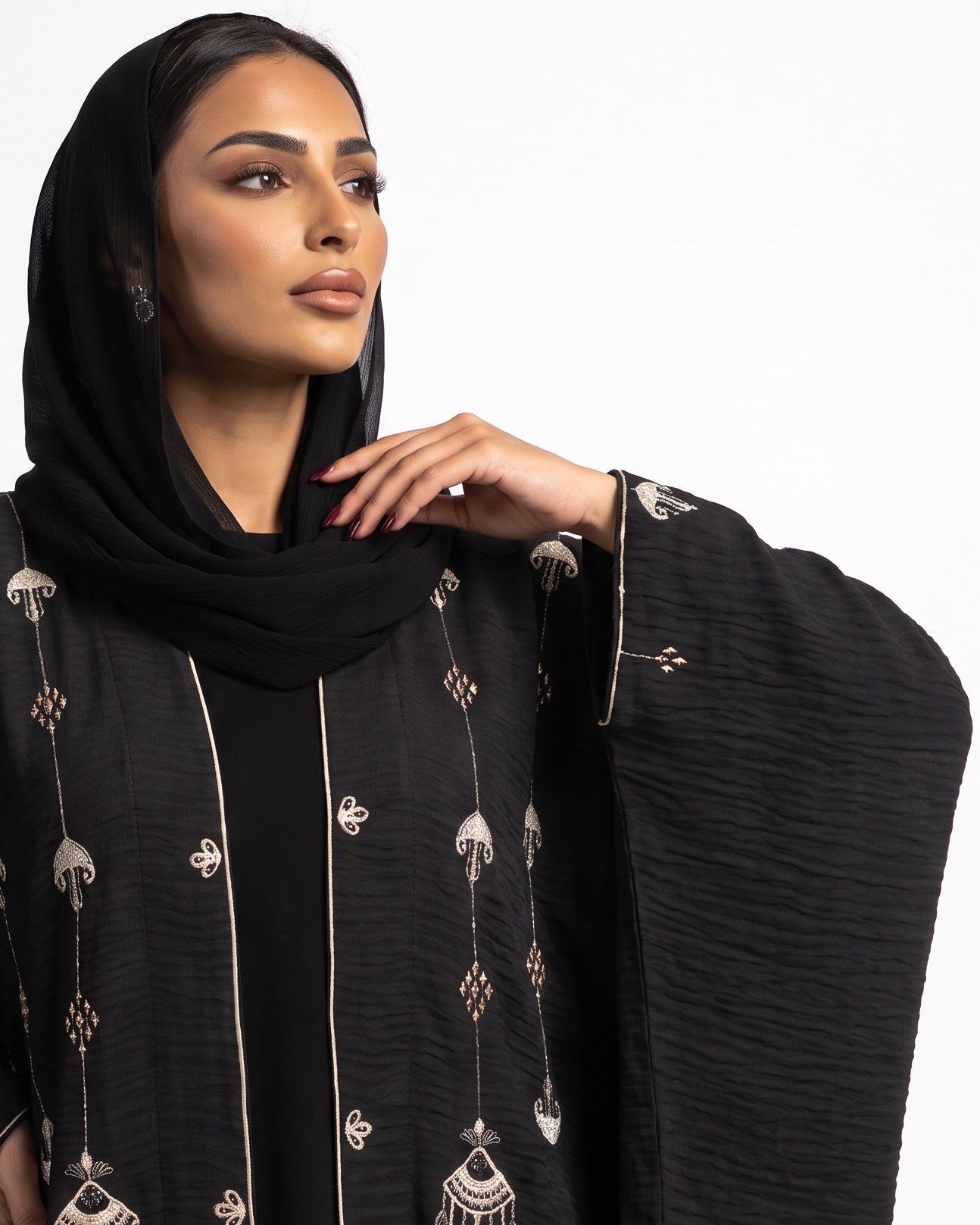 M0870 – Black Linen Abaya - KERTA COLLECTION - MIRA Y MANO