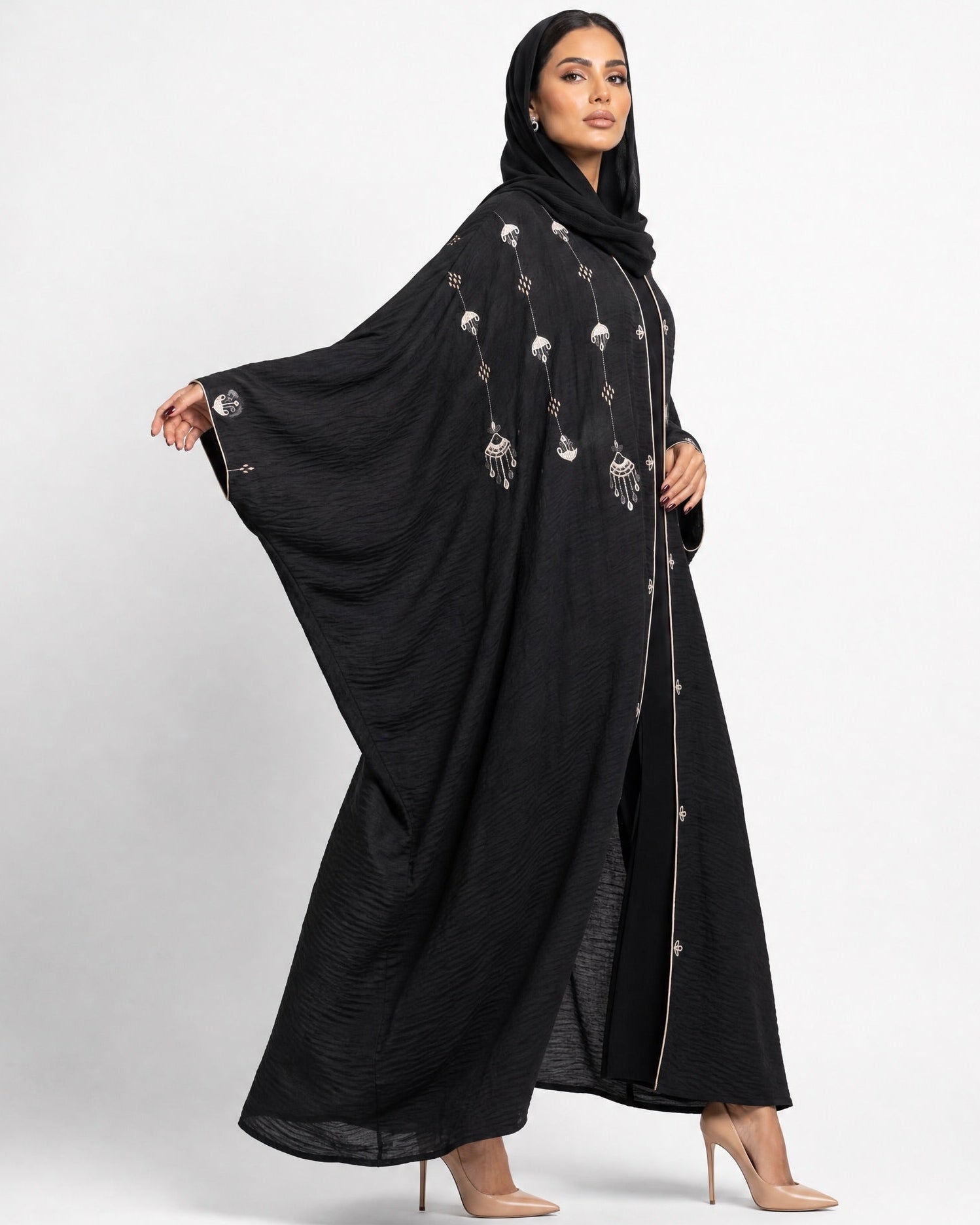 M0870 – Black Linen Abaya - KERTA COLLECTION - MIRA Y MANO