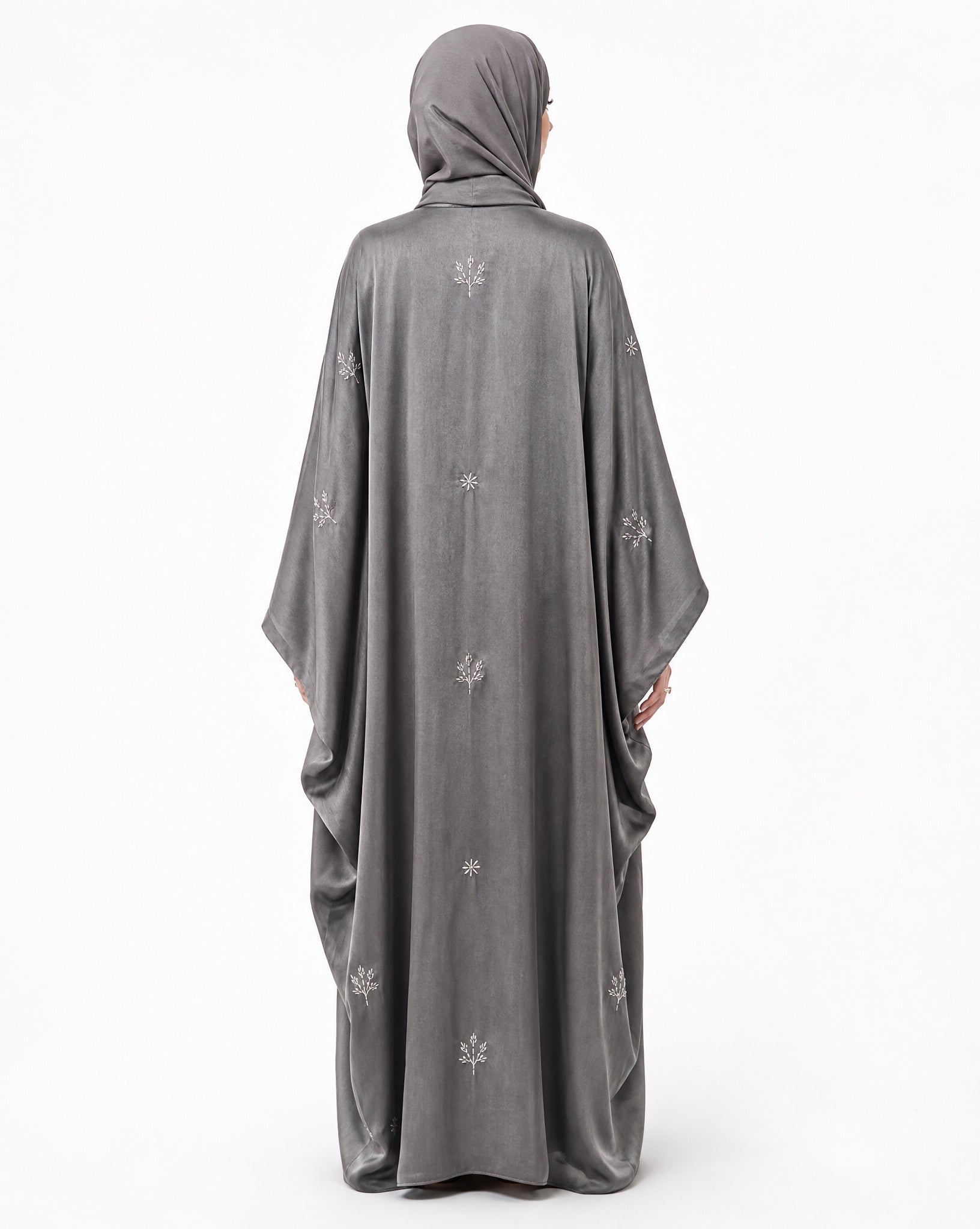 M0873 – Grey Washed Silk Abaya - KERTA COLLECTION - MIRA Y MANO