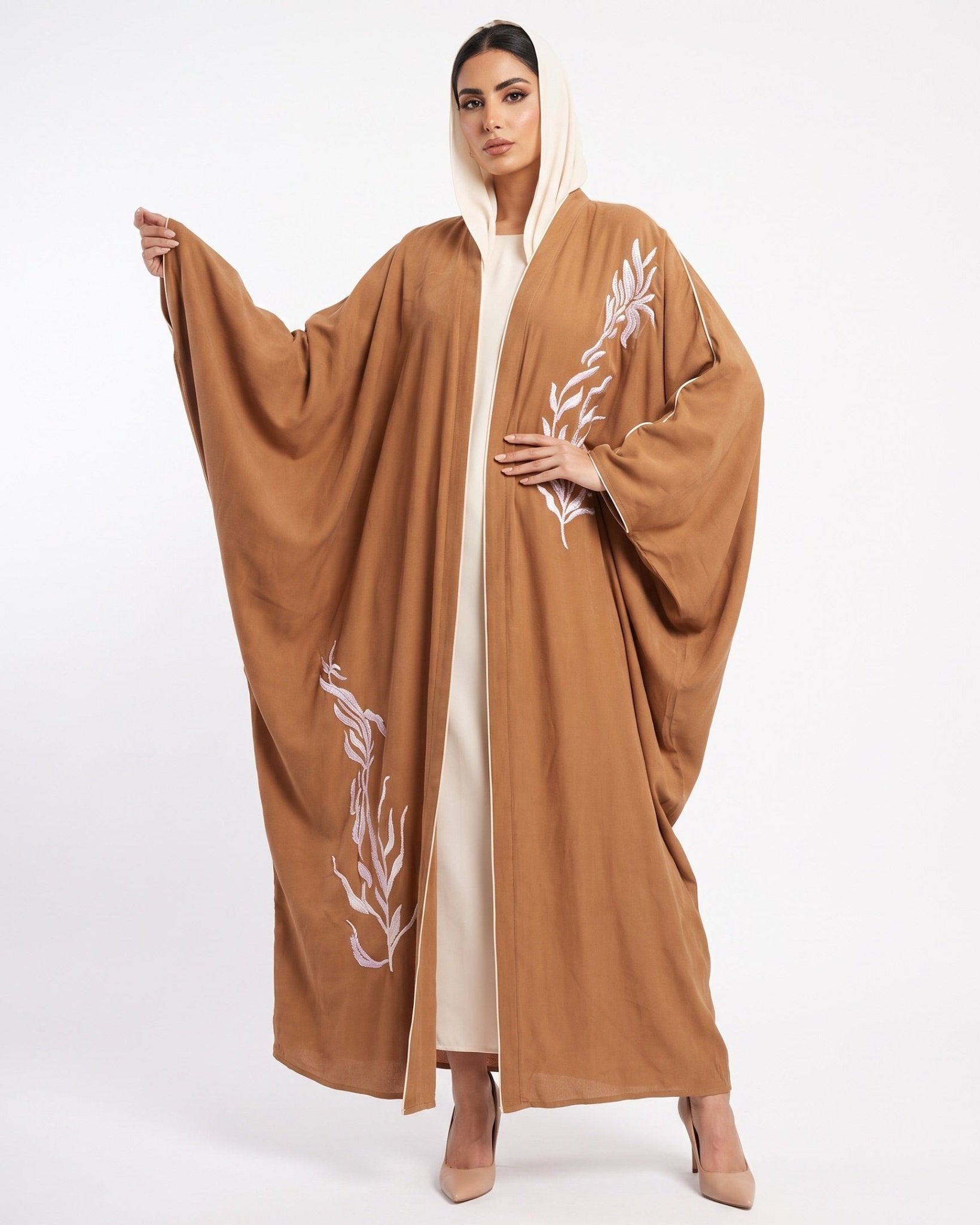 M0875 – Black Silk Abaya - KERTA COLLECTION - MIRA Y MANO