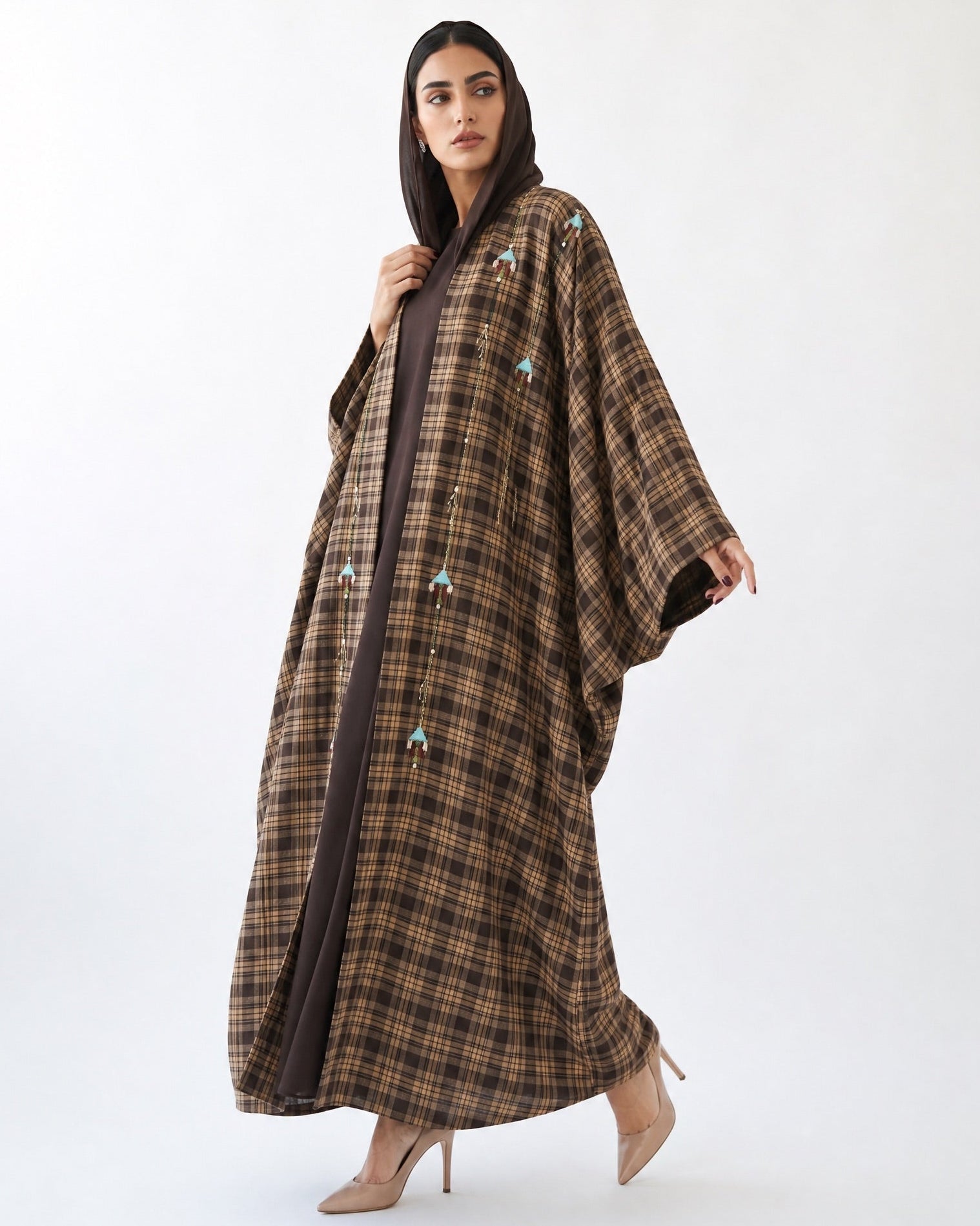 M0877-1 – Brown Georgette Abaya - KERTA COLLECTION - MIRA Y MANO