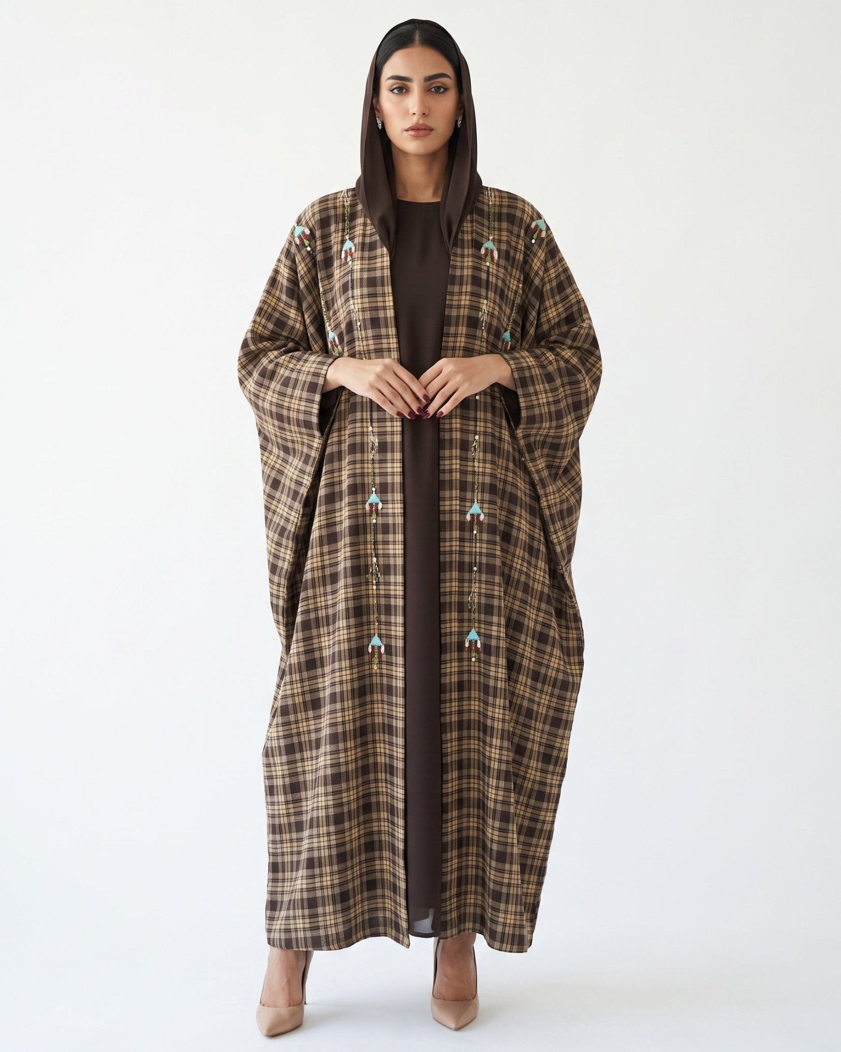 M0877-1 – Brown Georgette Abaya - KERTA COLLECTION - MIRA Y MANO