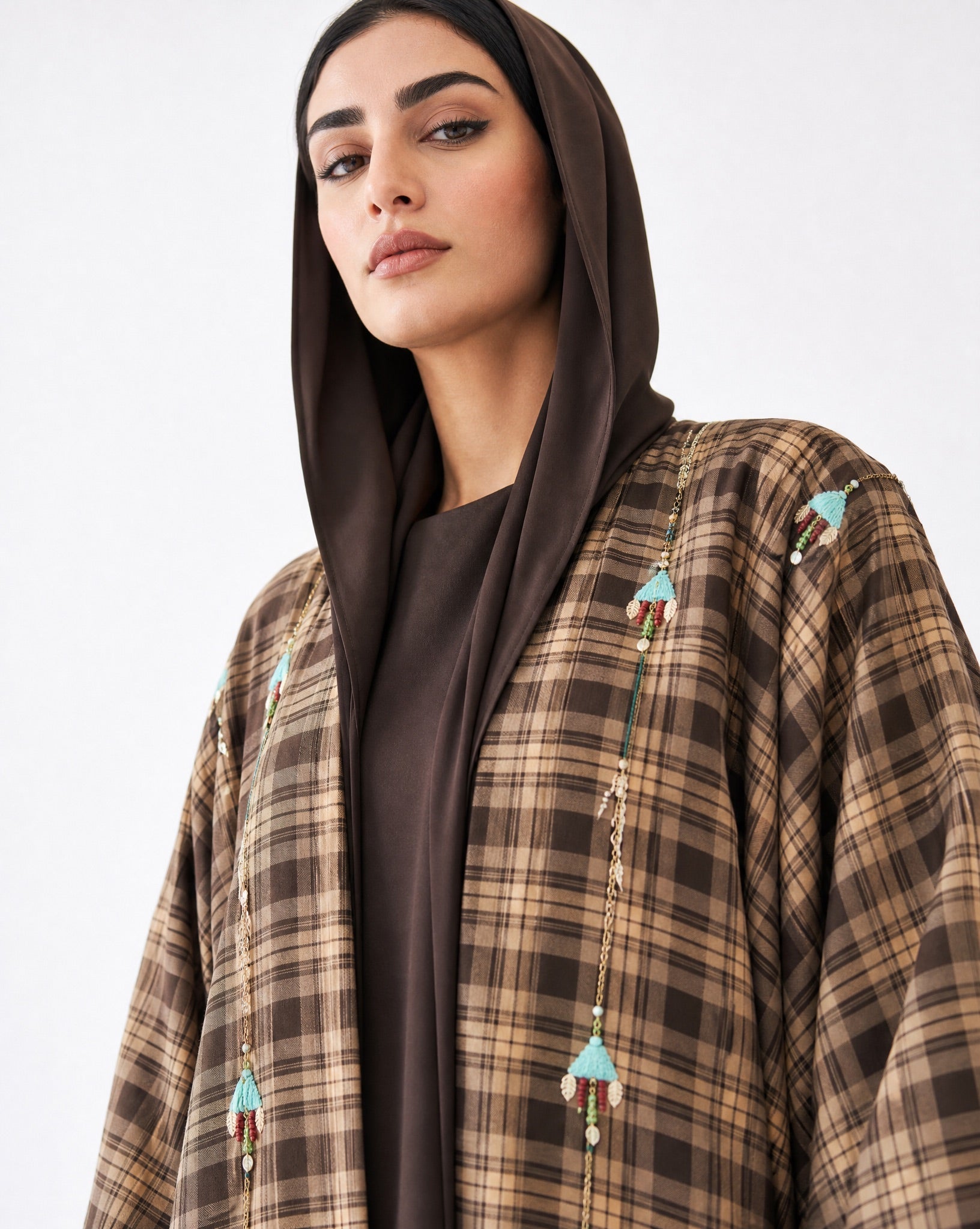 M0877-1 – Brown Georgette Abaya - KERTA COLLECTION - MIRA Y MANO