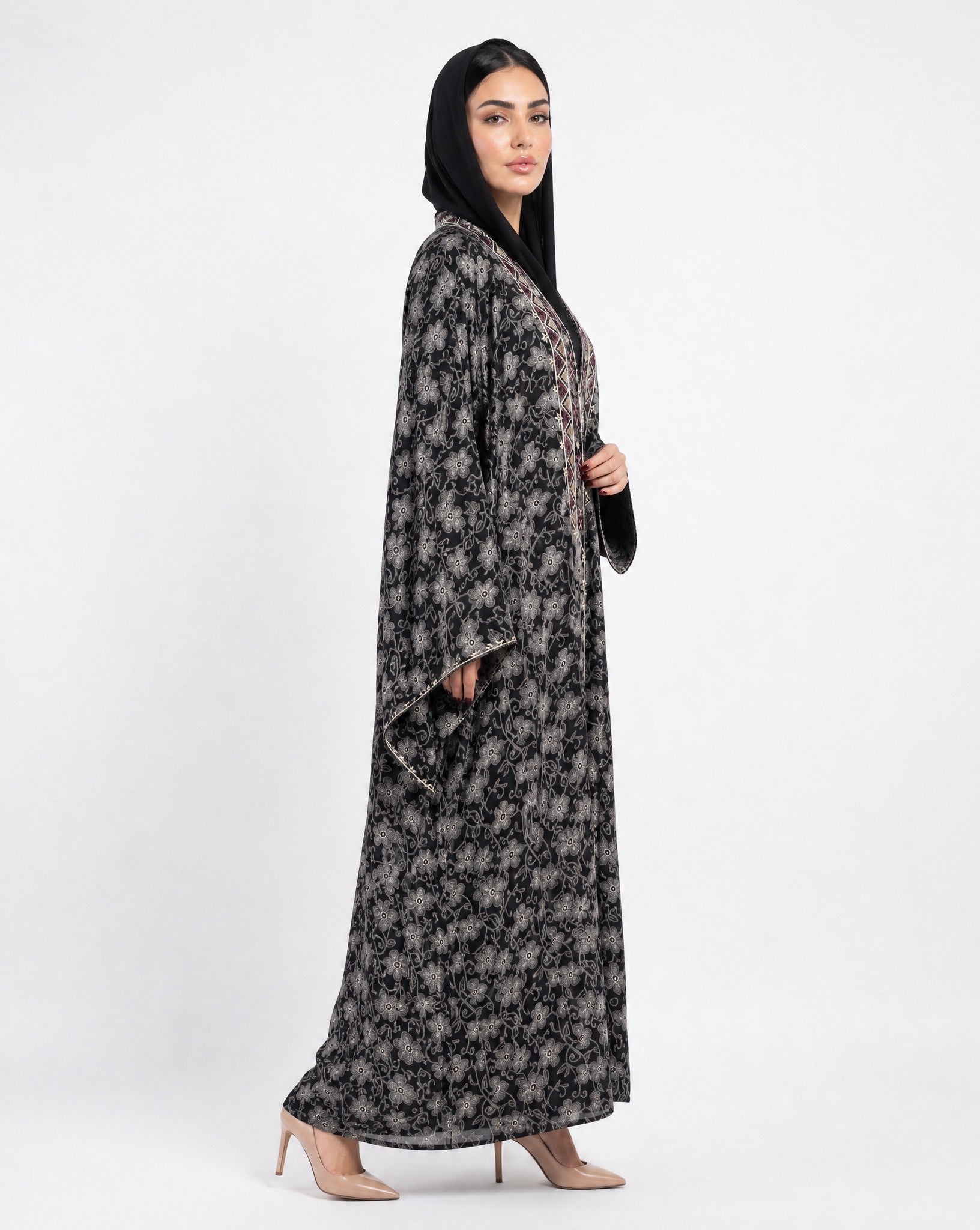 M0887 – Black Cotton Abaya - KERTA COLLECTION - MIRA Y MANO