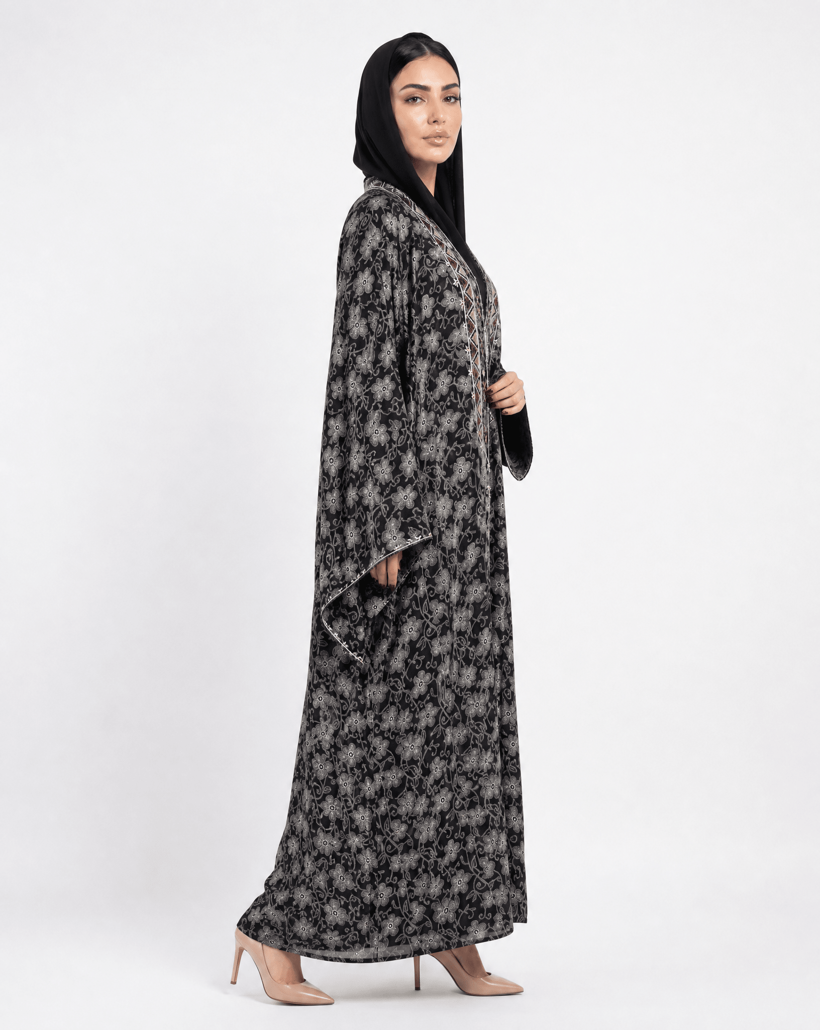 M0887 – Black Cotton Abaya - KERTA COLLECTION - MIRA Y MANO