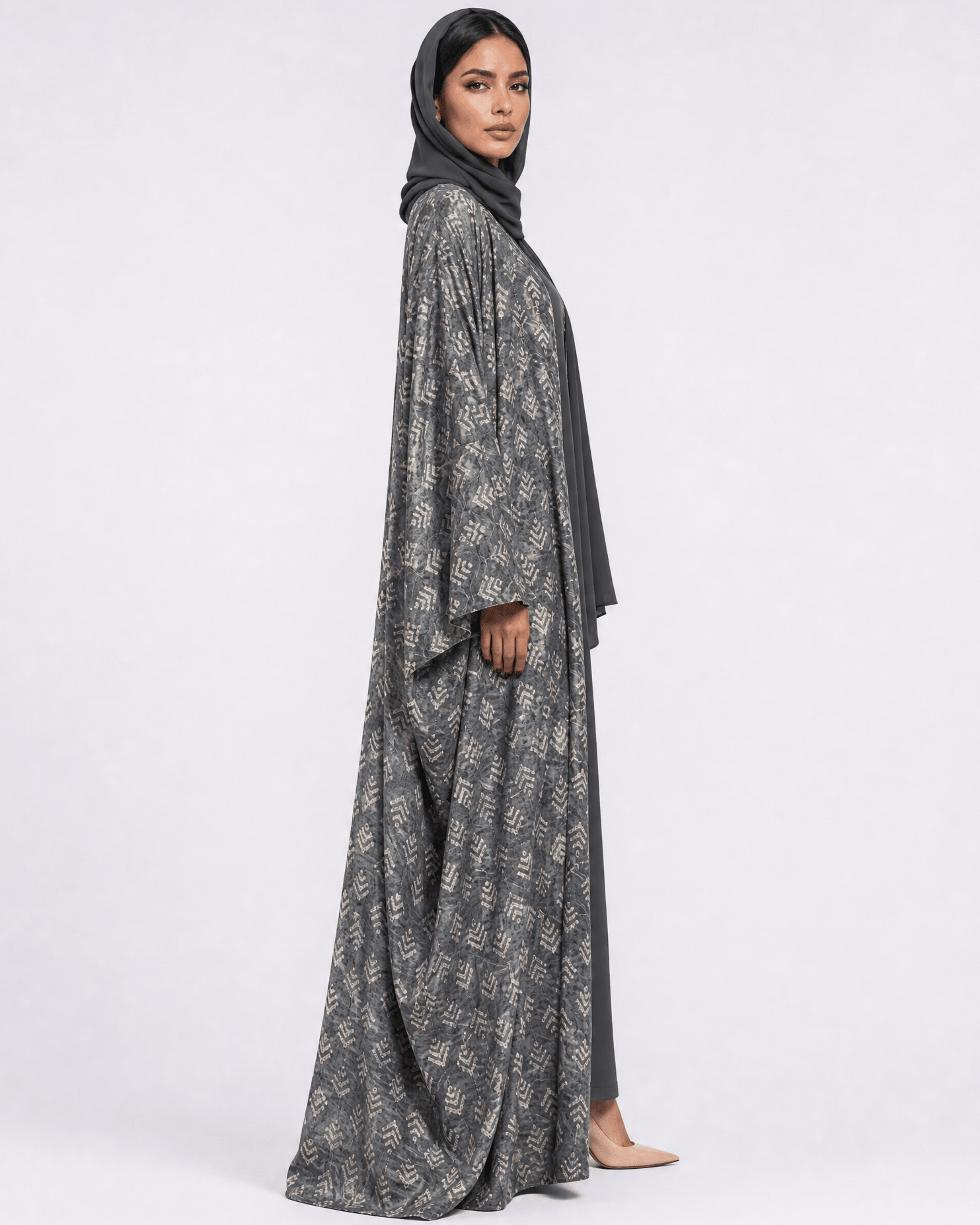 M0888 – Grey Cotton Abaya - KERTA COLLECTION - MIRA Y MANO