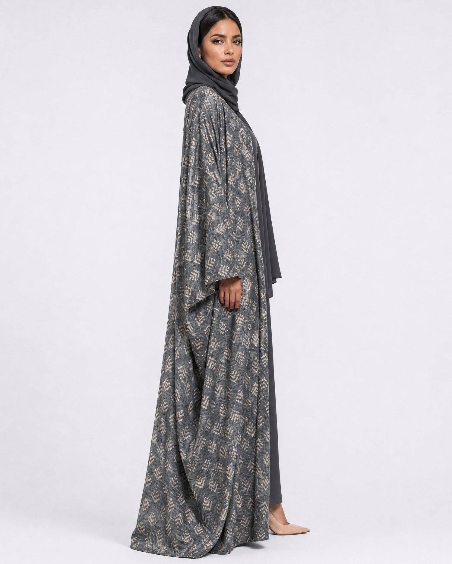 M0888 – Grey Cotton Abaya - KERTA COLLECTION - MIRA Y MANO
