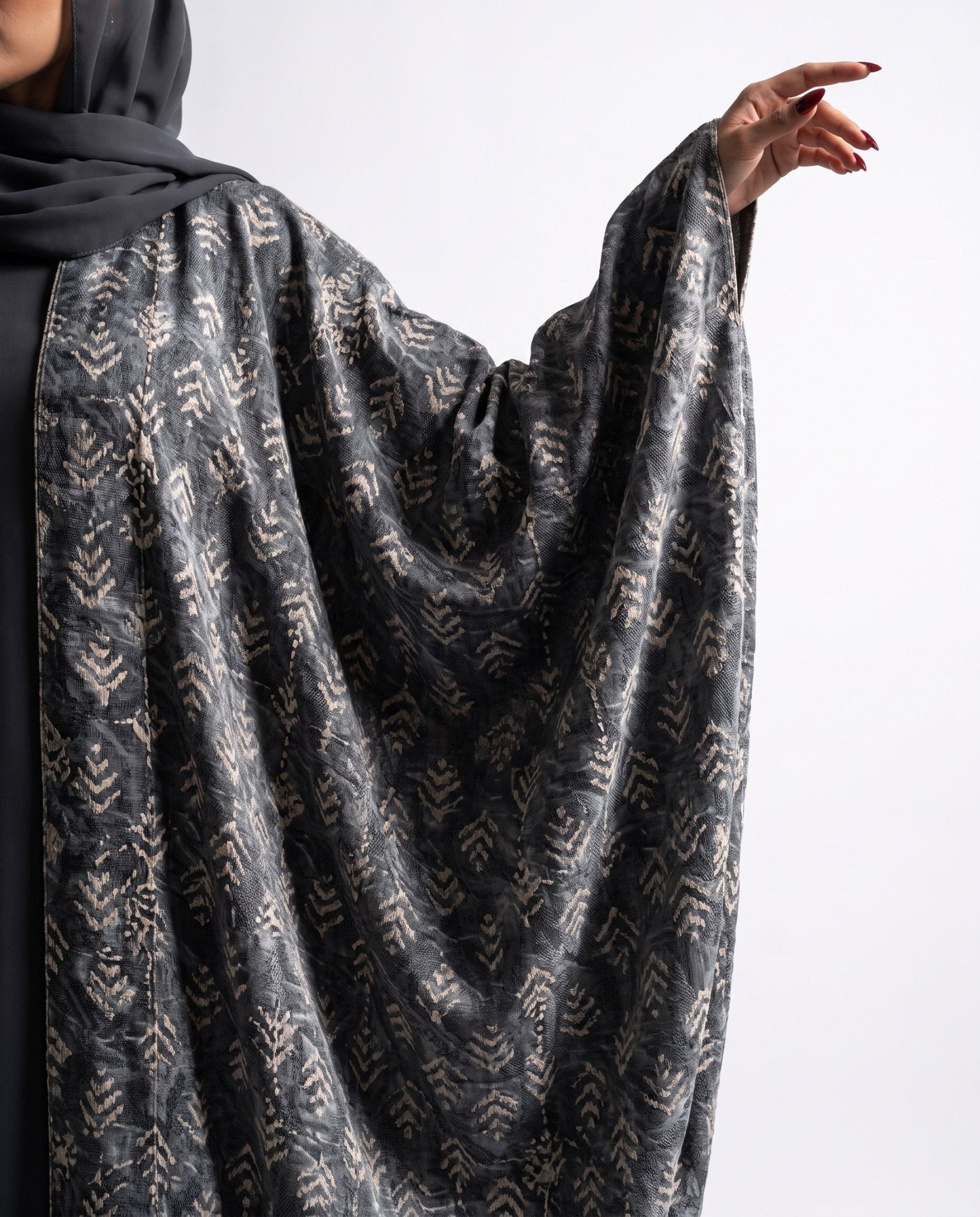 M0888 – Grey Cotton Abaya - KERTA COLLECTION - MIRA Y MANO