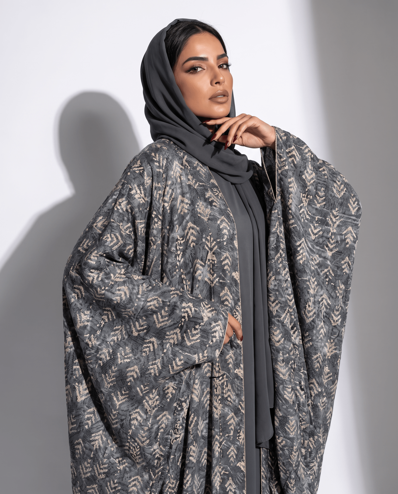 M0888 – Grey Cotton Abaya - KERTA COLLECTION - MIRA Y MANO