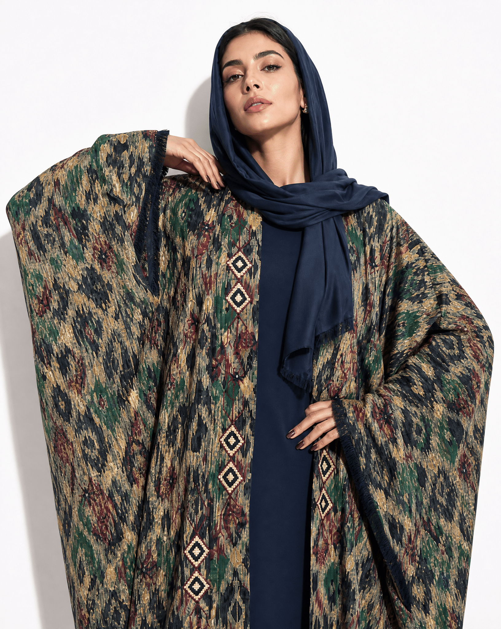 M0890 – Blue Cotton Abaya - KERTA COLLECTION - MIRA Y MANO