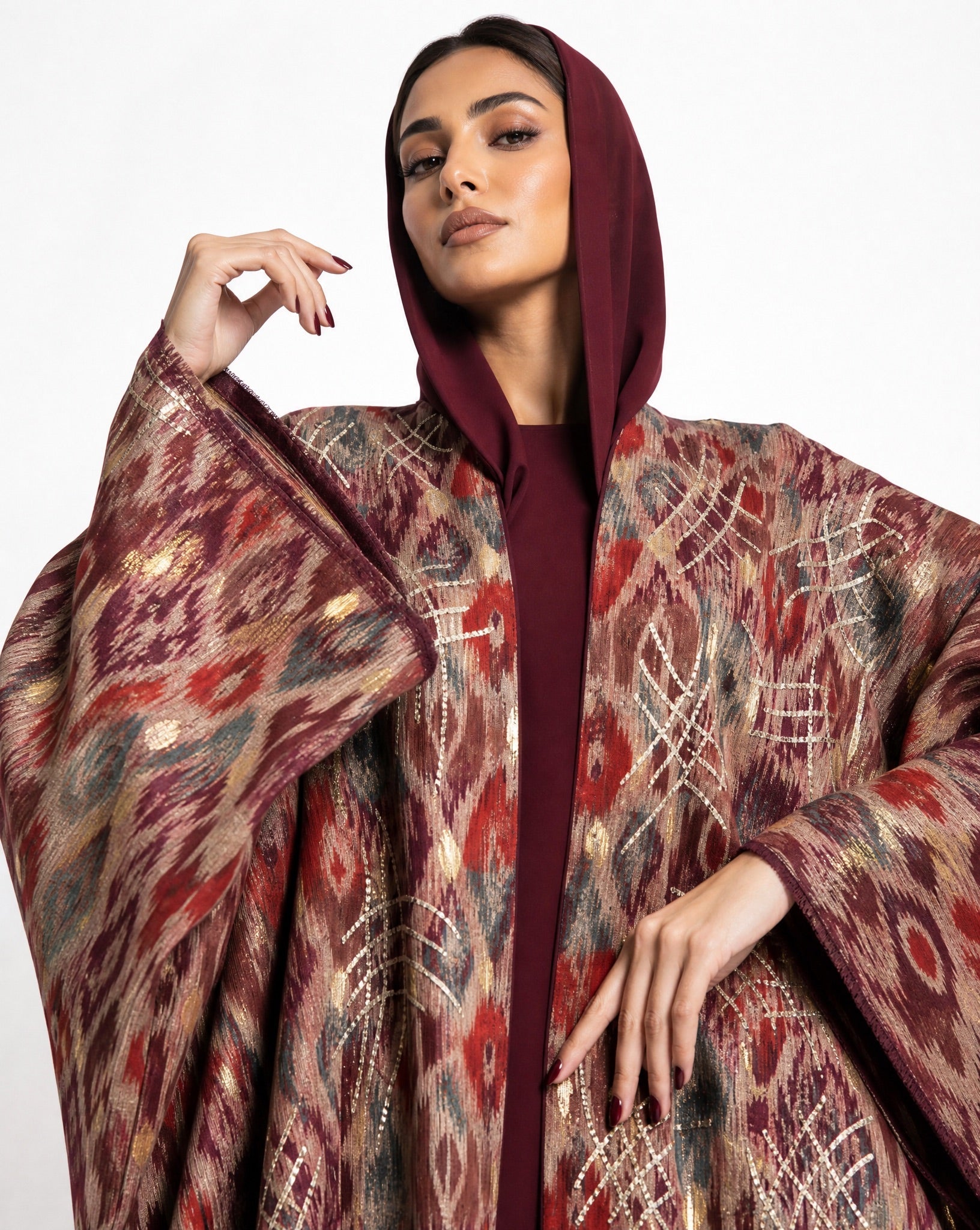M0891 – Burgundy Cotton Abaya - KERTA COLLECTION - MIRA Y MANO