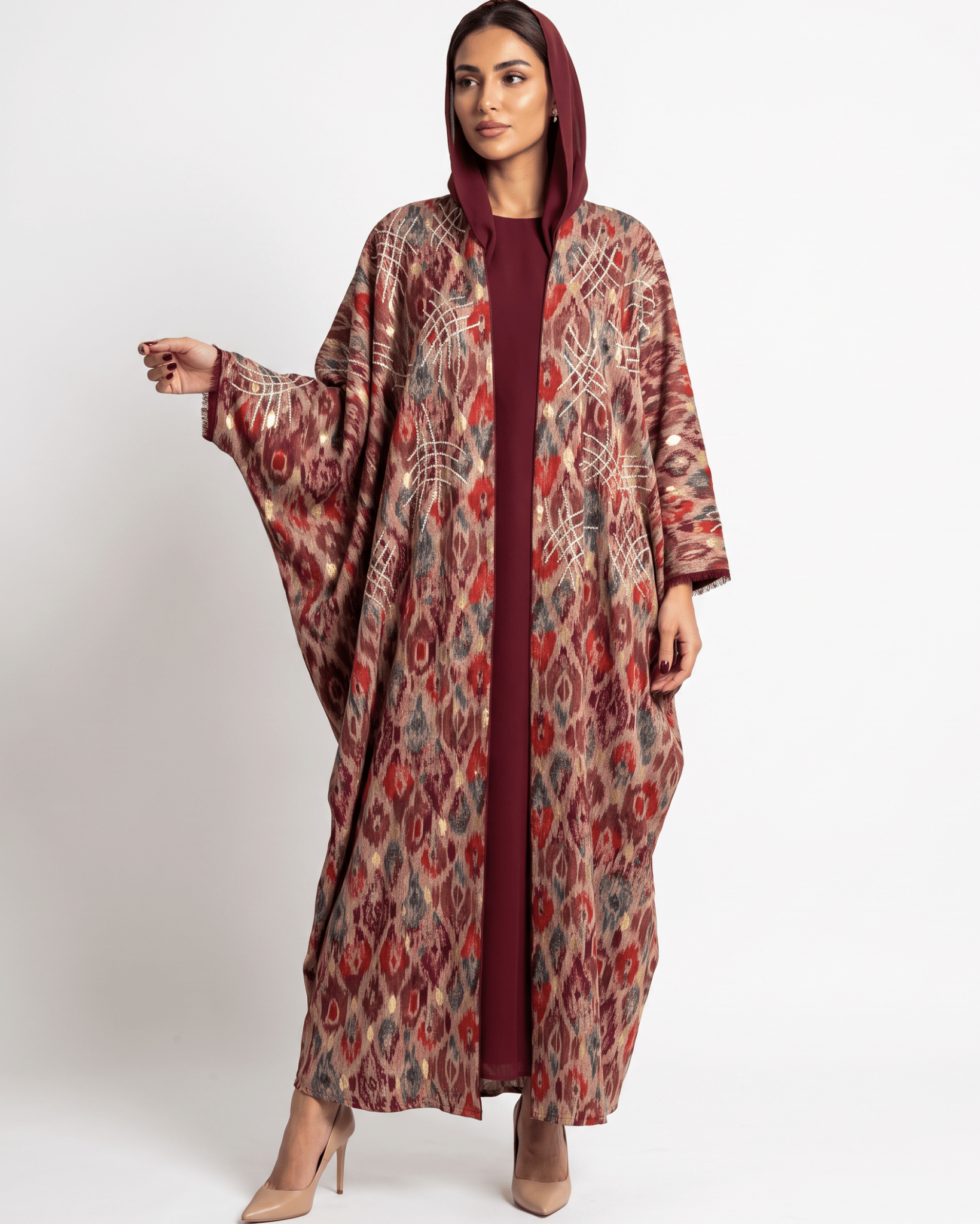 M0891 – Burgundy Cotton Abaya - KERTA COLLECTION - MIRA Y MANO