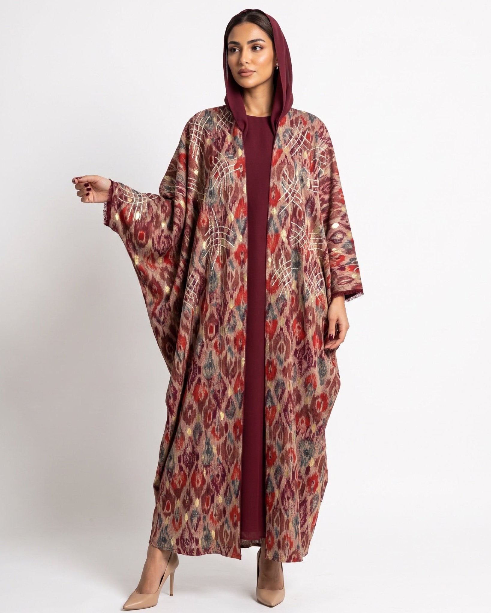 M0891 – Burgundy Cotton Abaya - KERTA COLLECTION - MIRA Y MANO