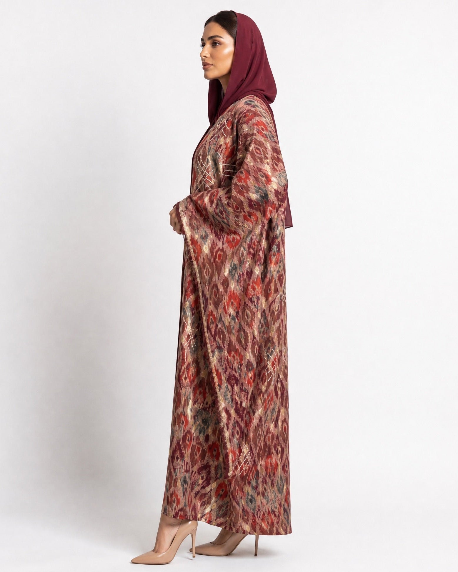 M0891 – Burgundy Cotton Abaya - KERTA COLLECTION - MIRA Y MANO