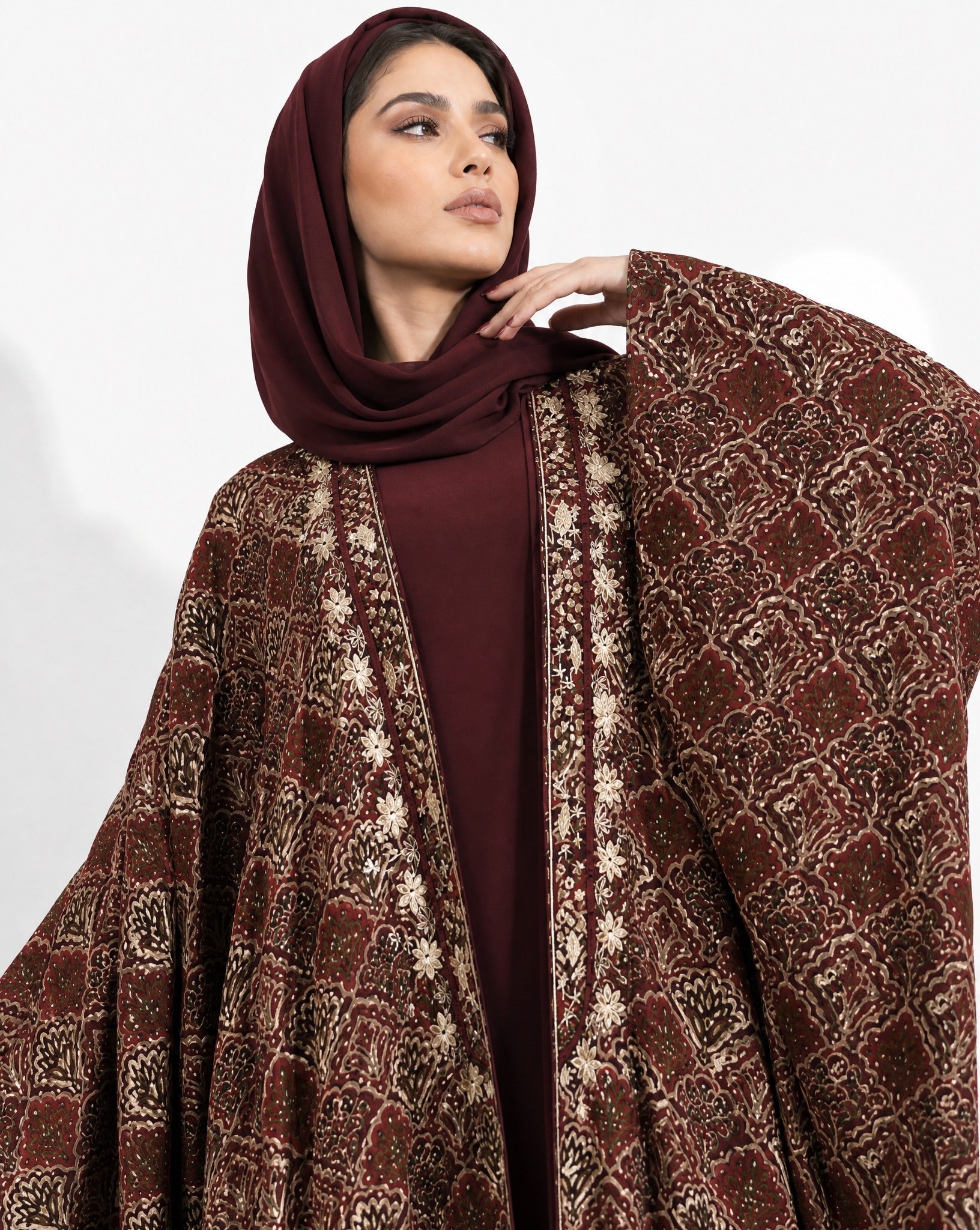 M0892 – Maroon Cotton Abaya - KERTA COLLECTION - MIRA Y MANO
