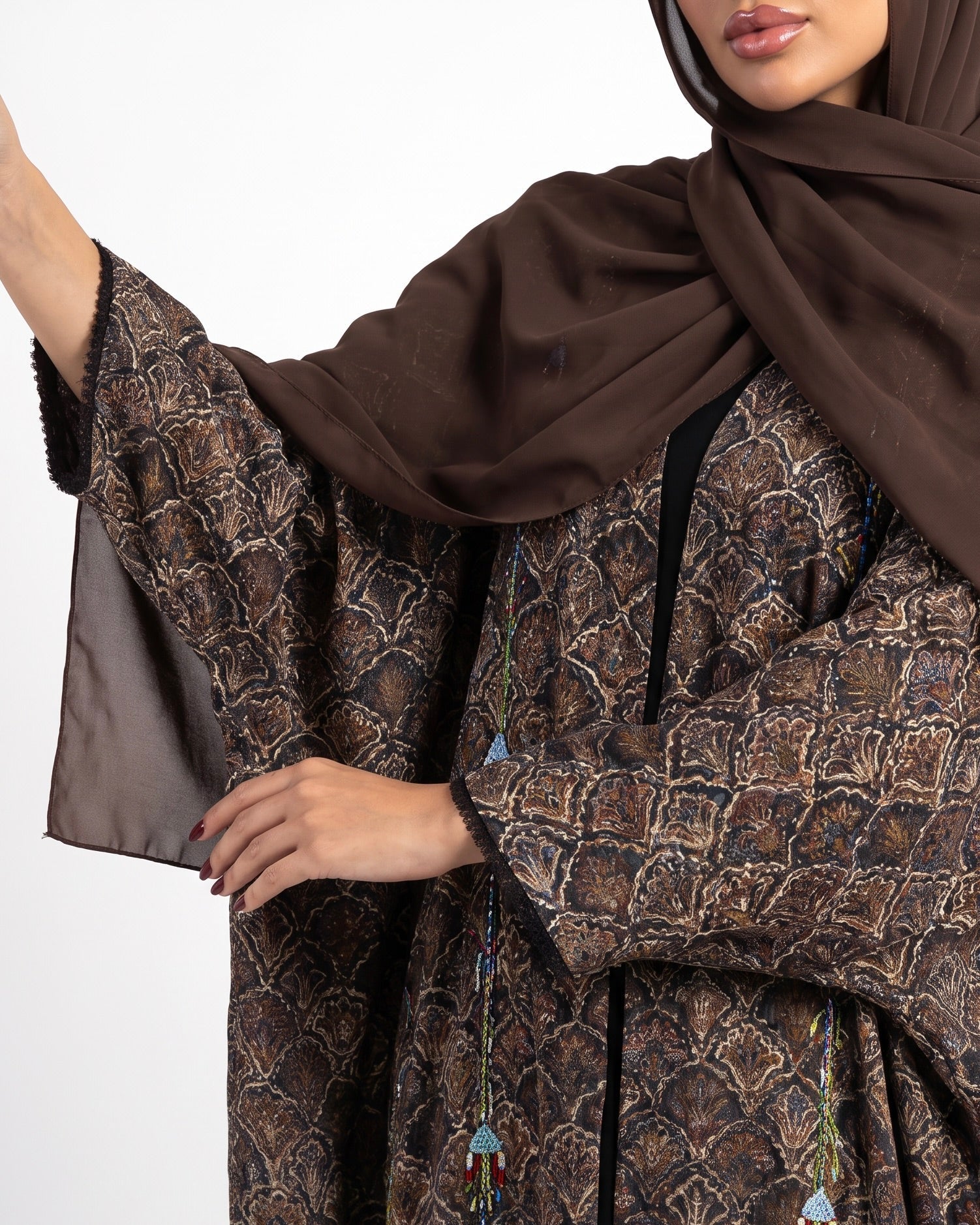 M0893 – Brown Cotton Abaya - KERTA COLLECTION - MIRA Y MANO