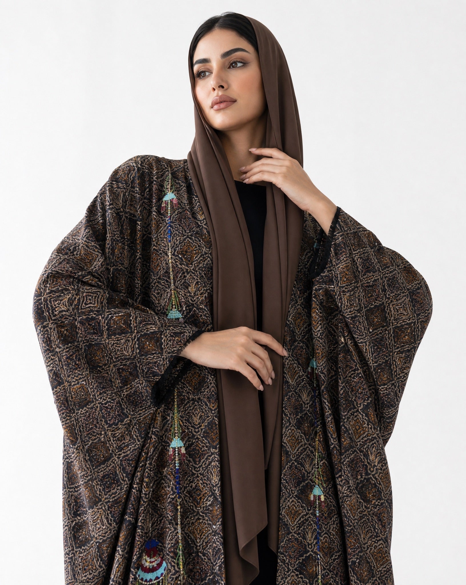 M0893 – Brown Cotton Abaya - KERTA COLLECTION - MIRA Y MANO