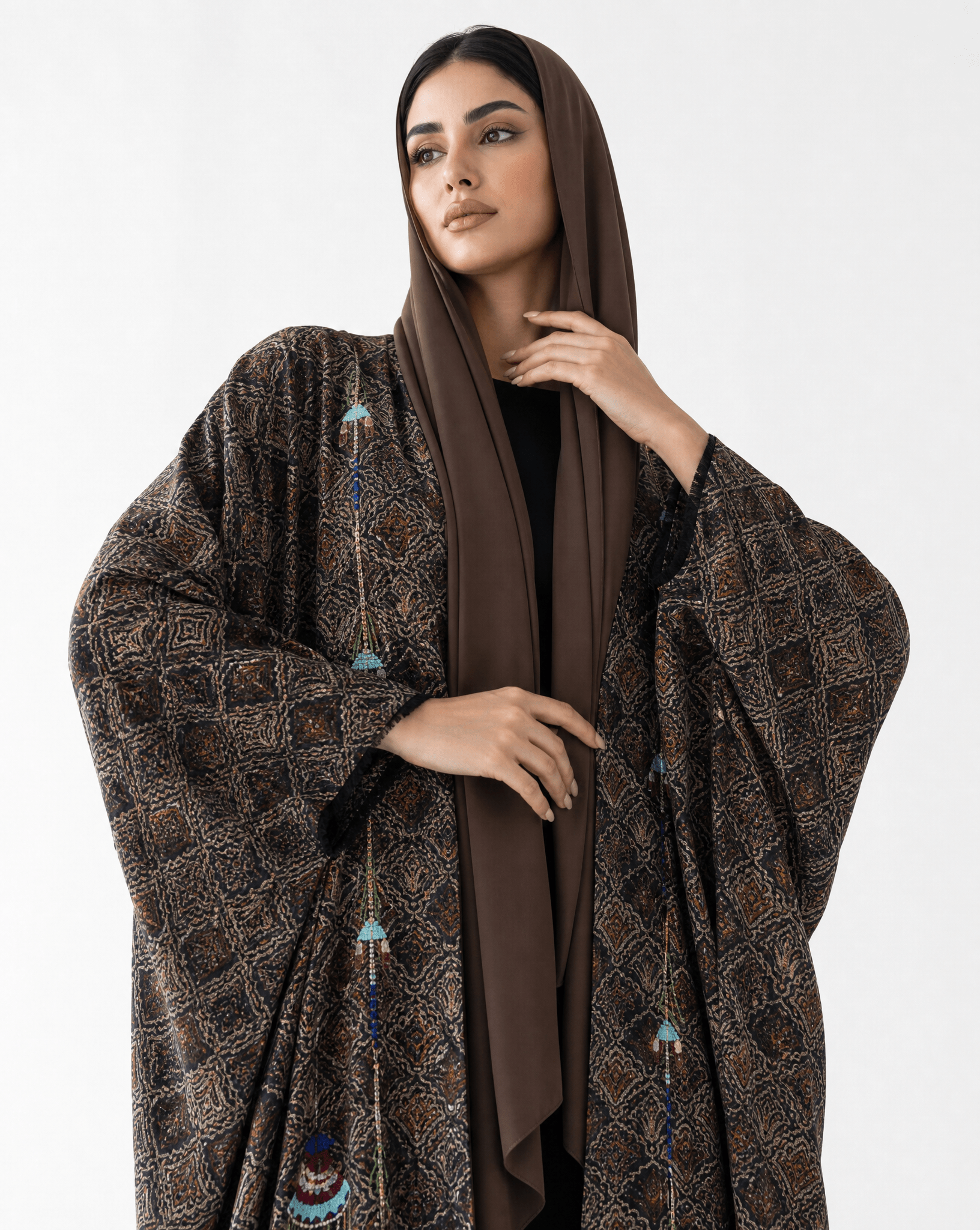 M0893 – Brown Cotton Abaya - KERTA COLLECTION - MIRA Y MANO