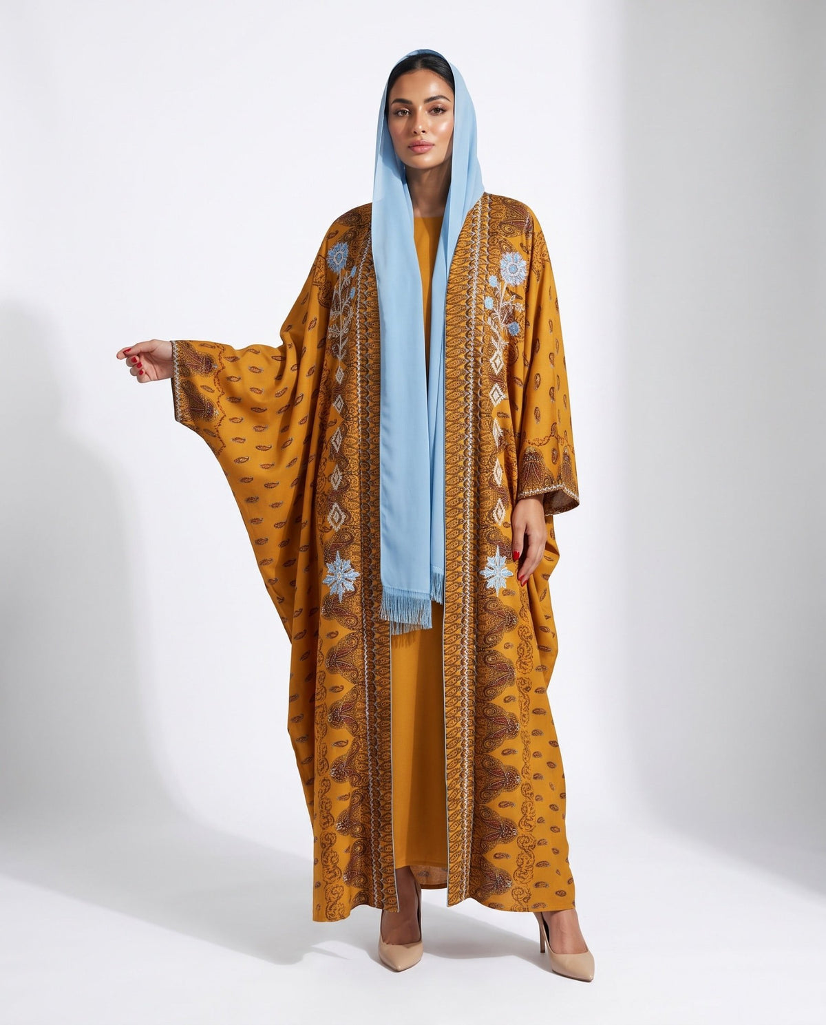 M0895 - Mustard Cotton Abaya - KERTA COLLECTION - MIRA Y MANO