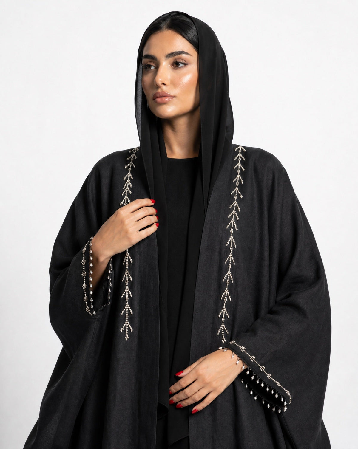 M0902 - Black Linen Abaya - KERTA COLLECTION - MIRA Y MANO