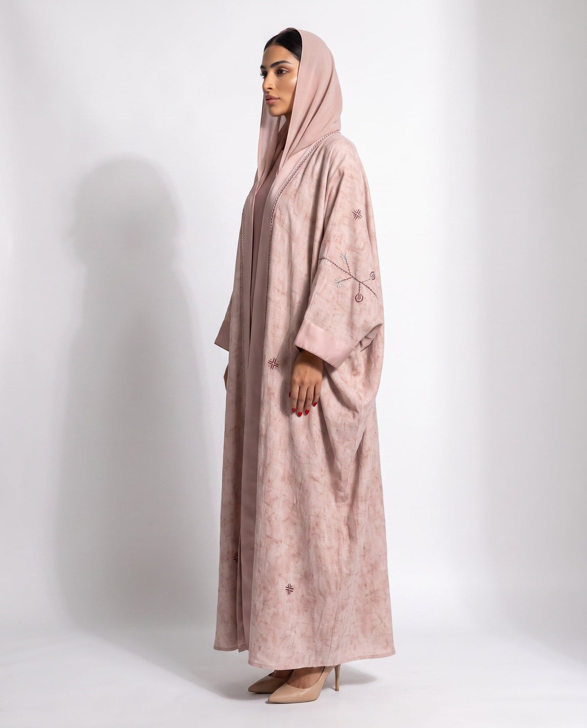 M0905 - Light Pink Linen Abaya - KERTA COLLECTION - MIRA Y MANO
