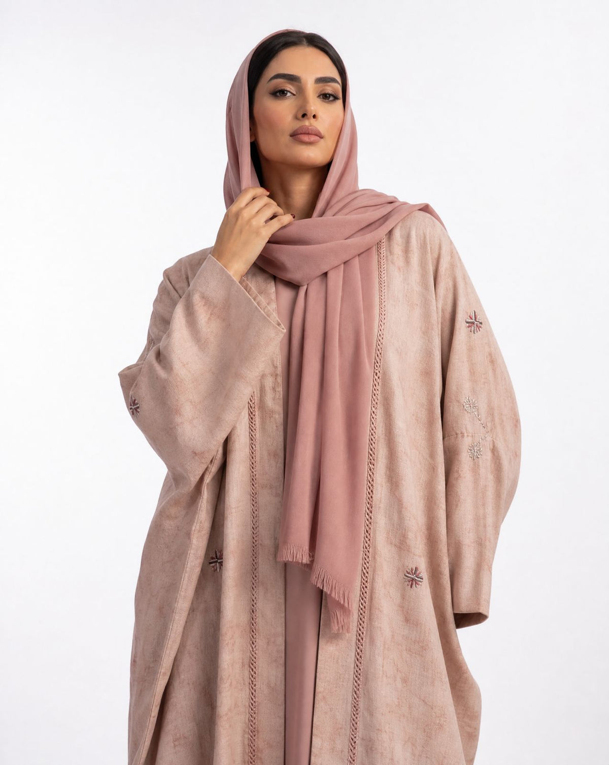 M0905 – Light Pink Linen Abaya - KERTA COLLECTION - MIRA Y MANO