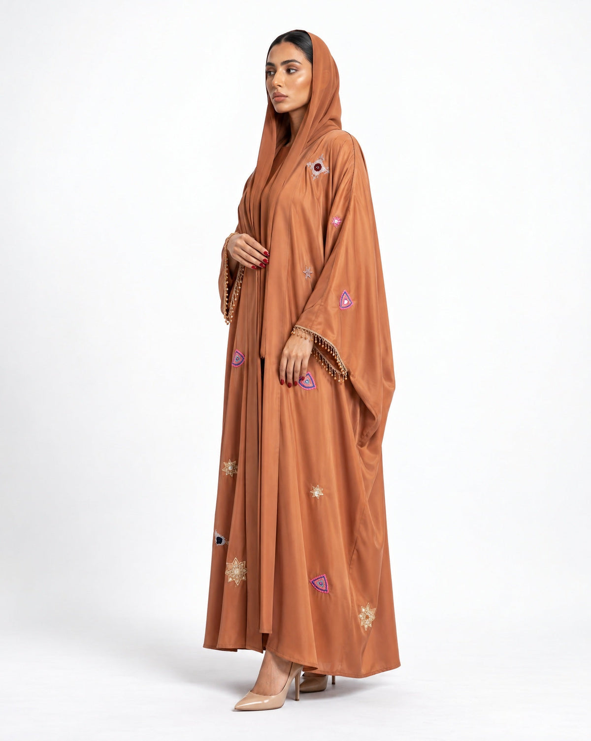 M0913 - Chocolate Washed Silk Abaya - MIRA Y MANO